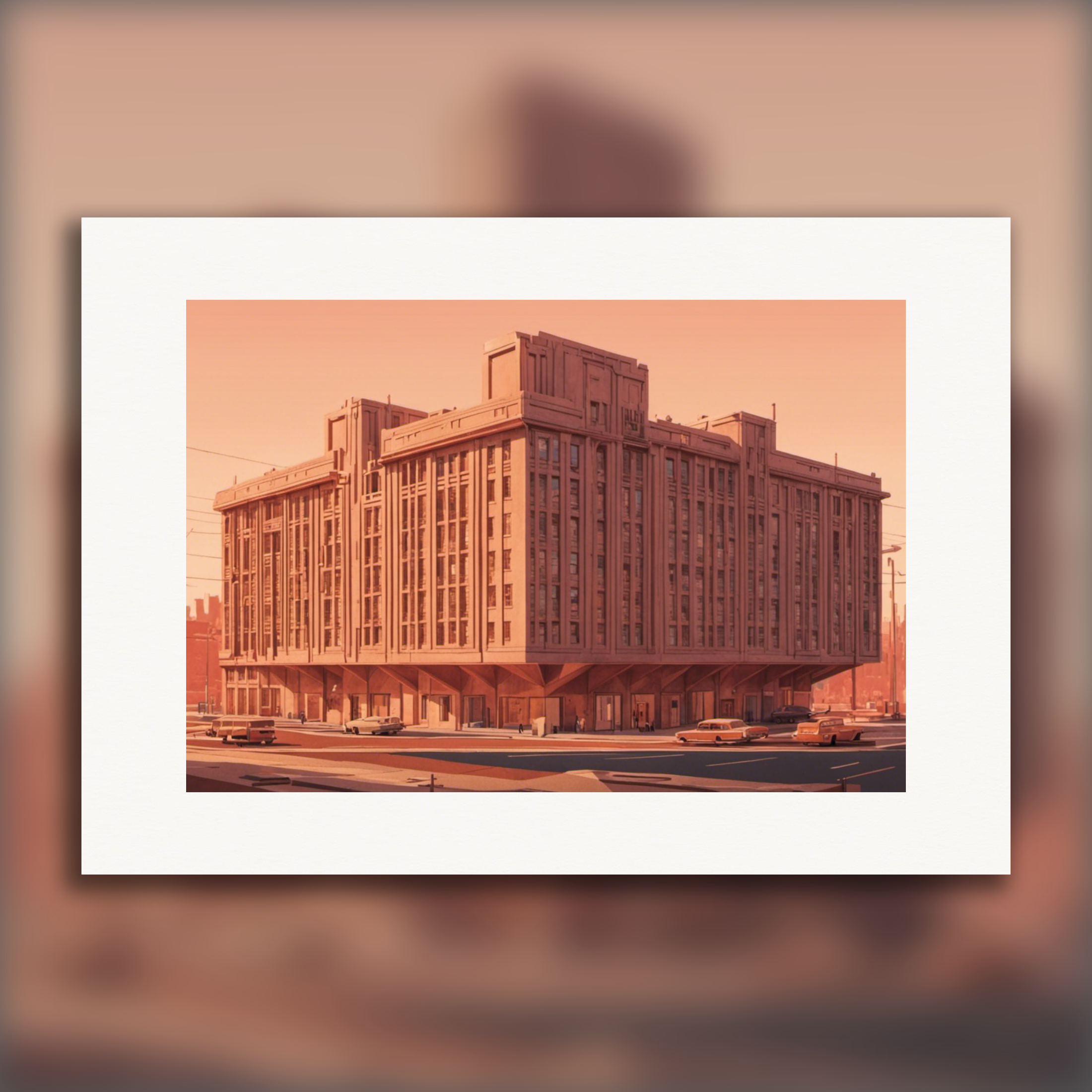 Edificio de arquitectura brutalista - póster