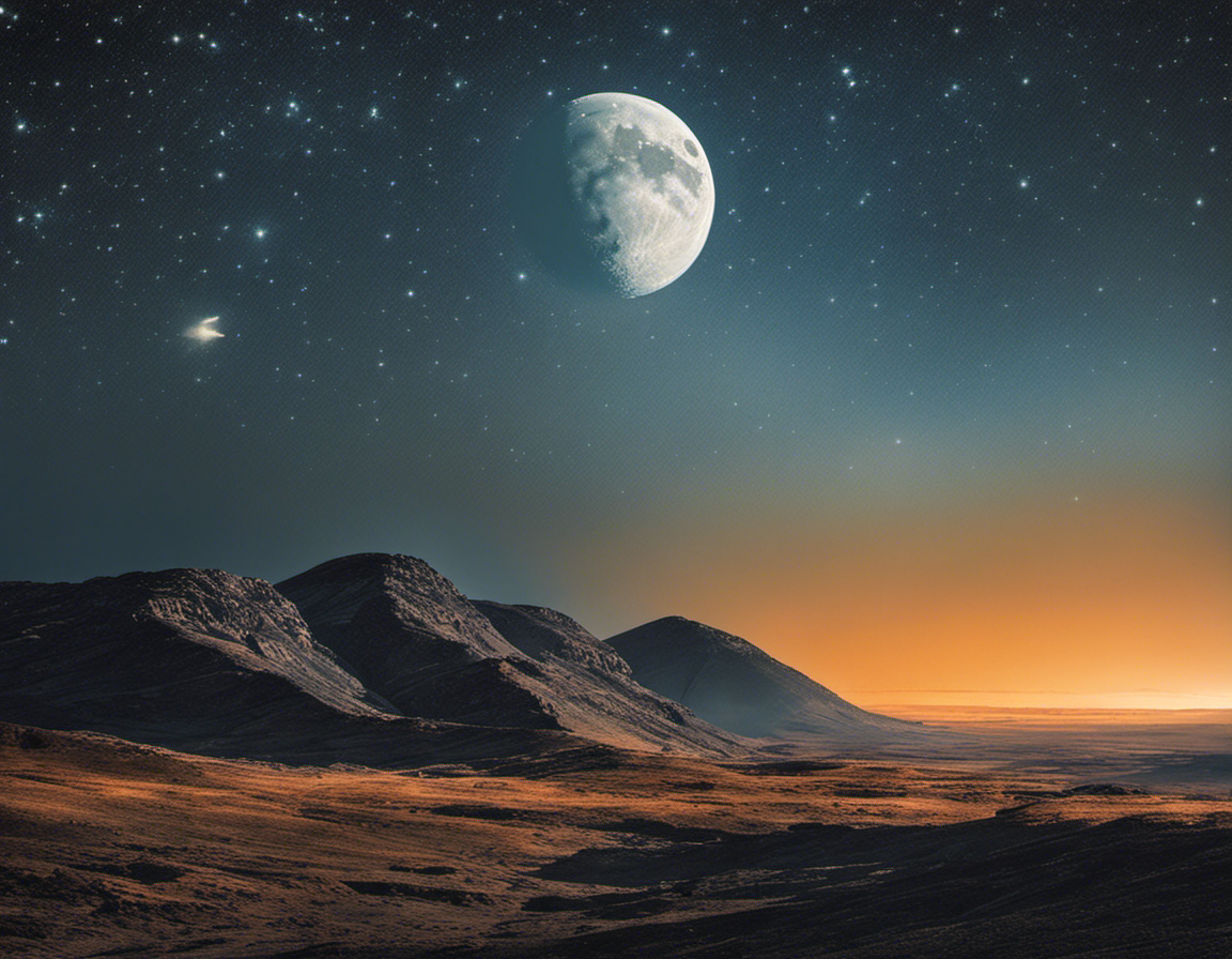 Luna y cielo estrellado - póster