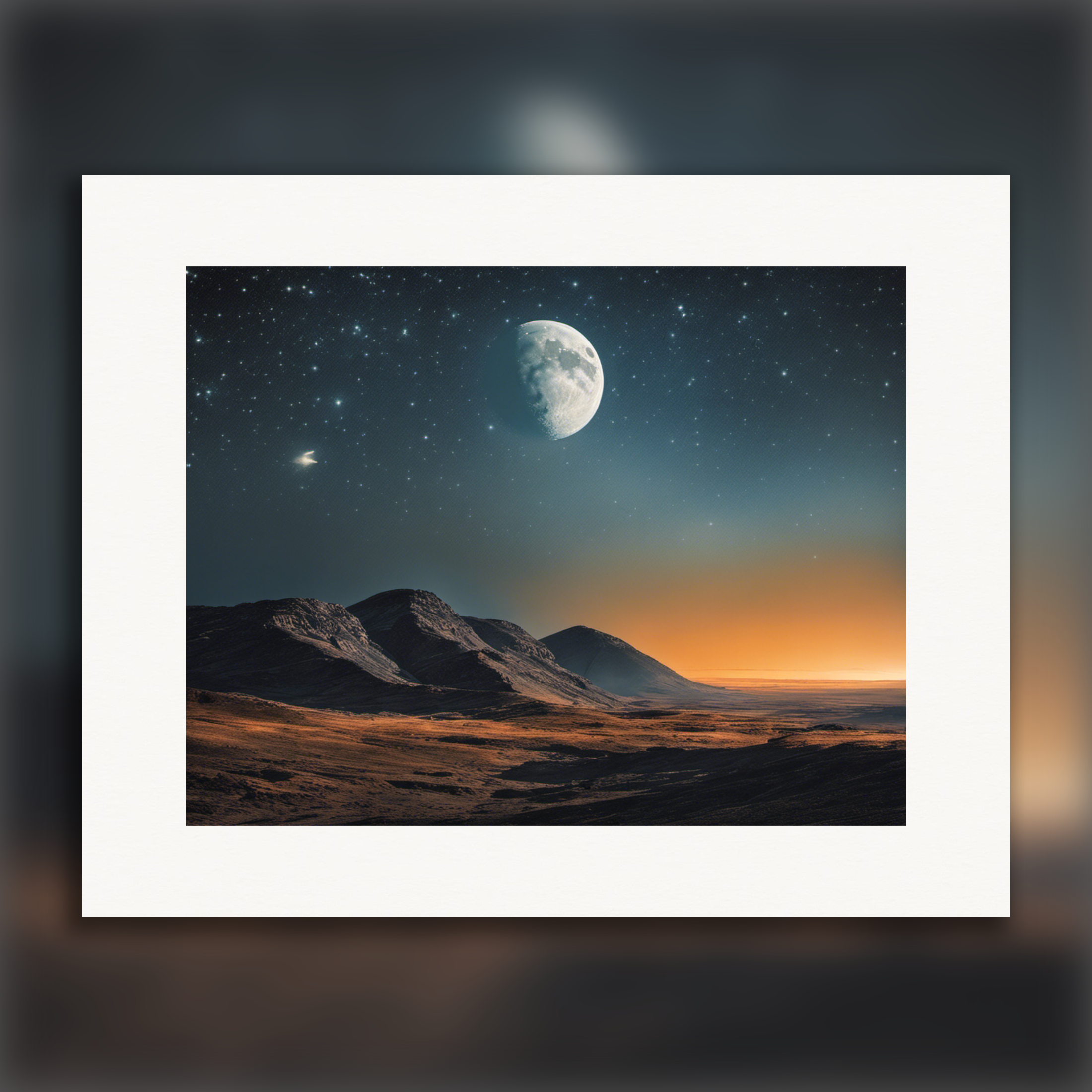 Luna y cielo estrellado - póster