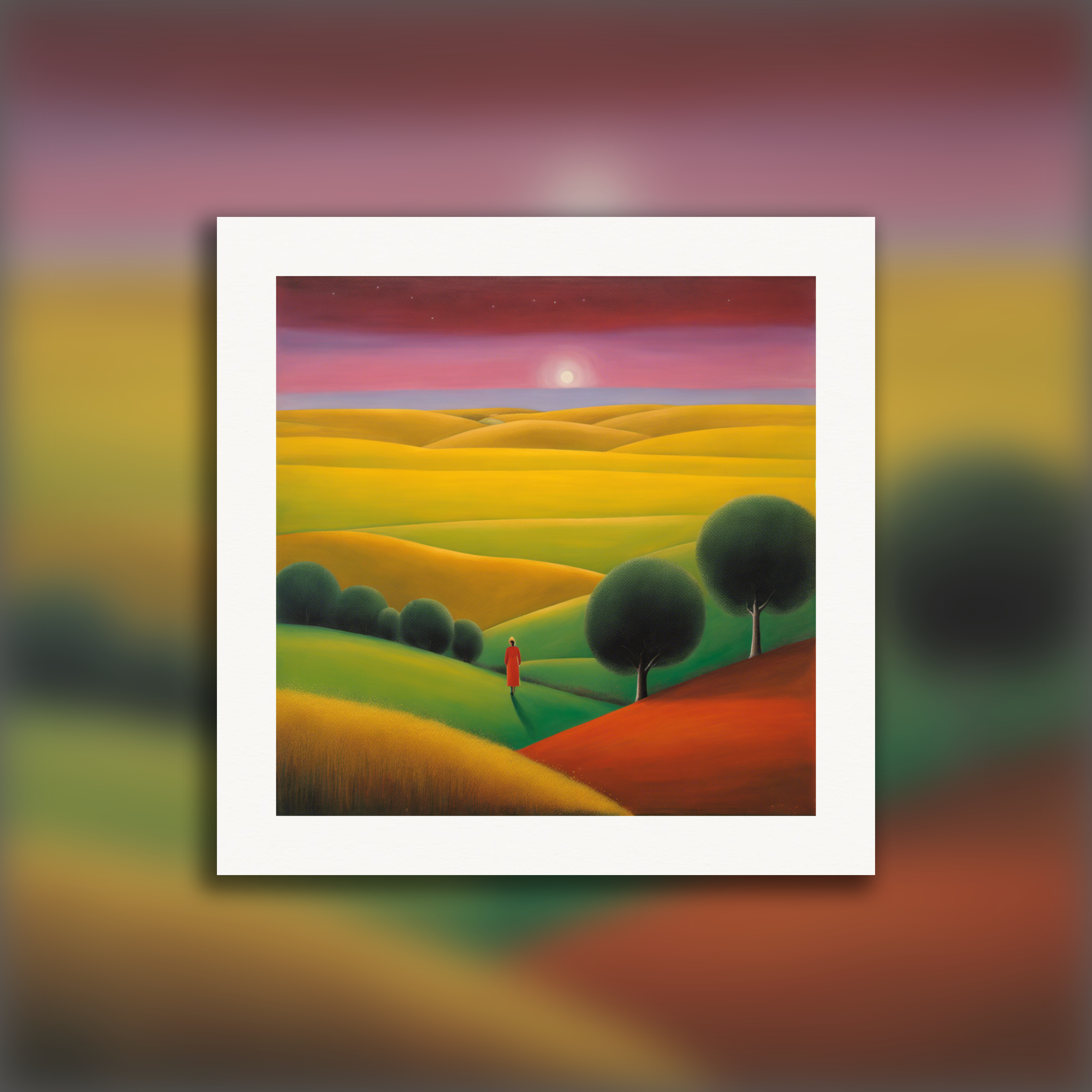 Expresionismo abstracto, caminando en tierra - póster