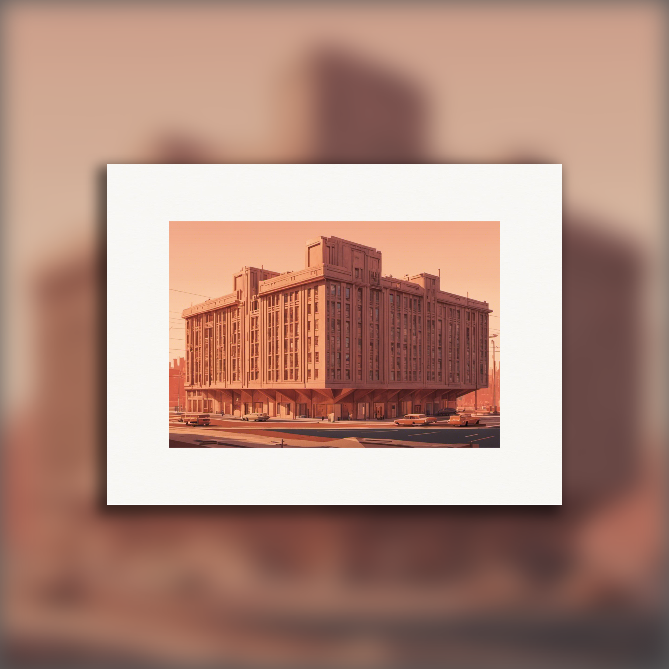 Edificio de arquitectura brutalista - póster