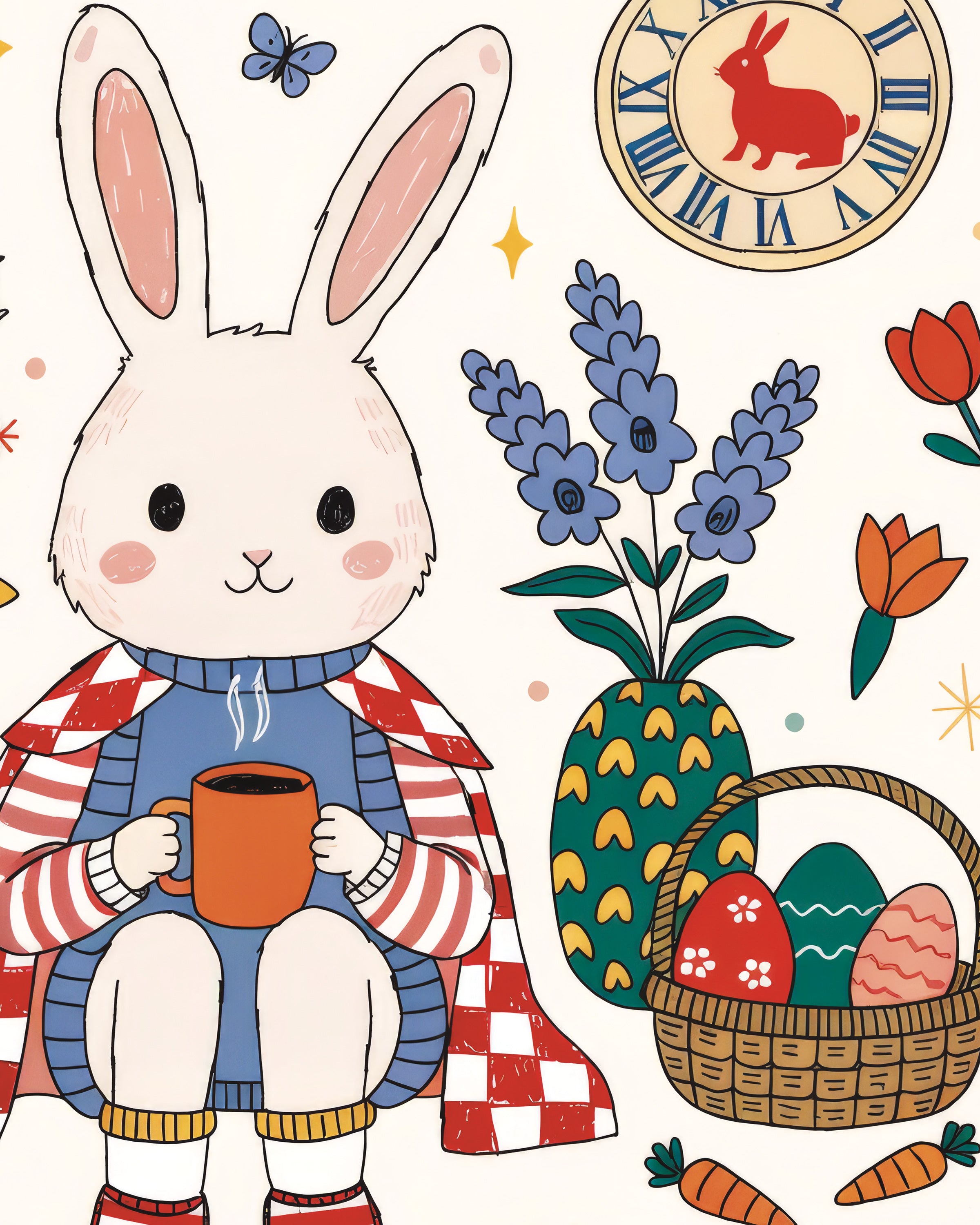 Póster de Conejo al Estilo Británico para Semana Santa