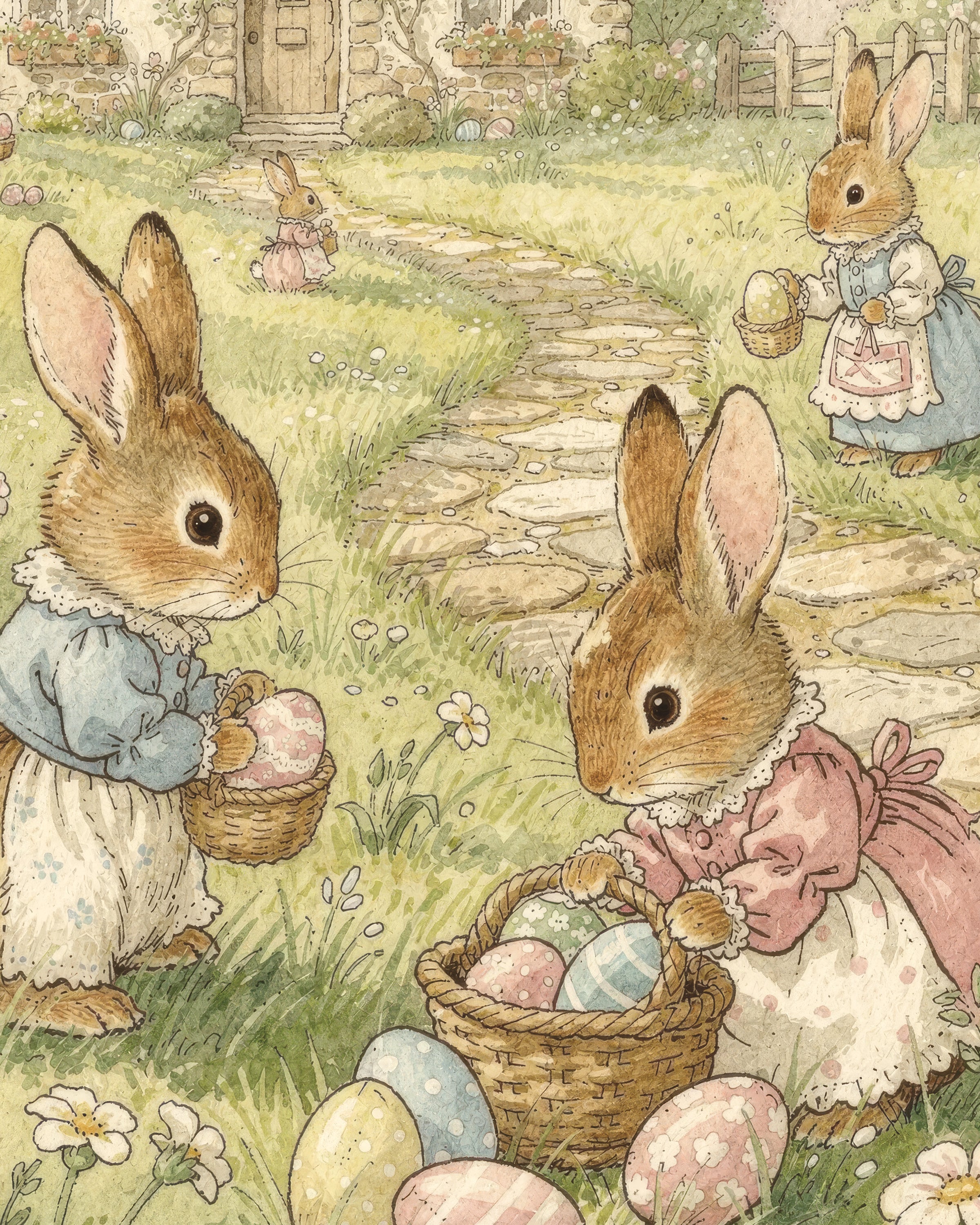Conejitos de Pascua en la Cabaña - Póster