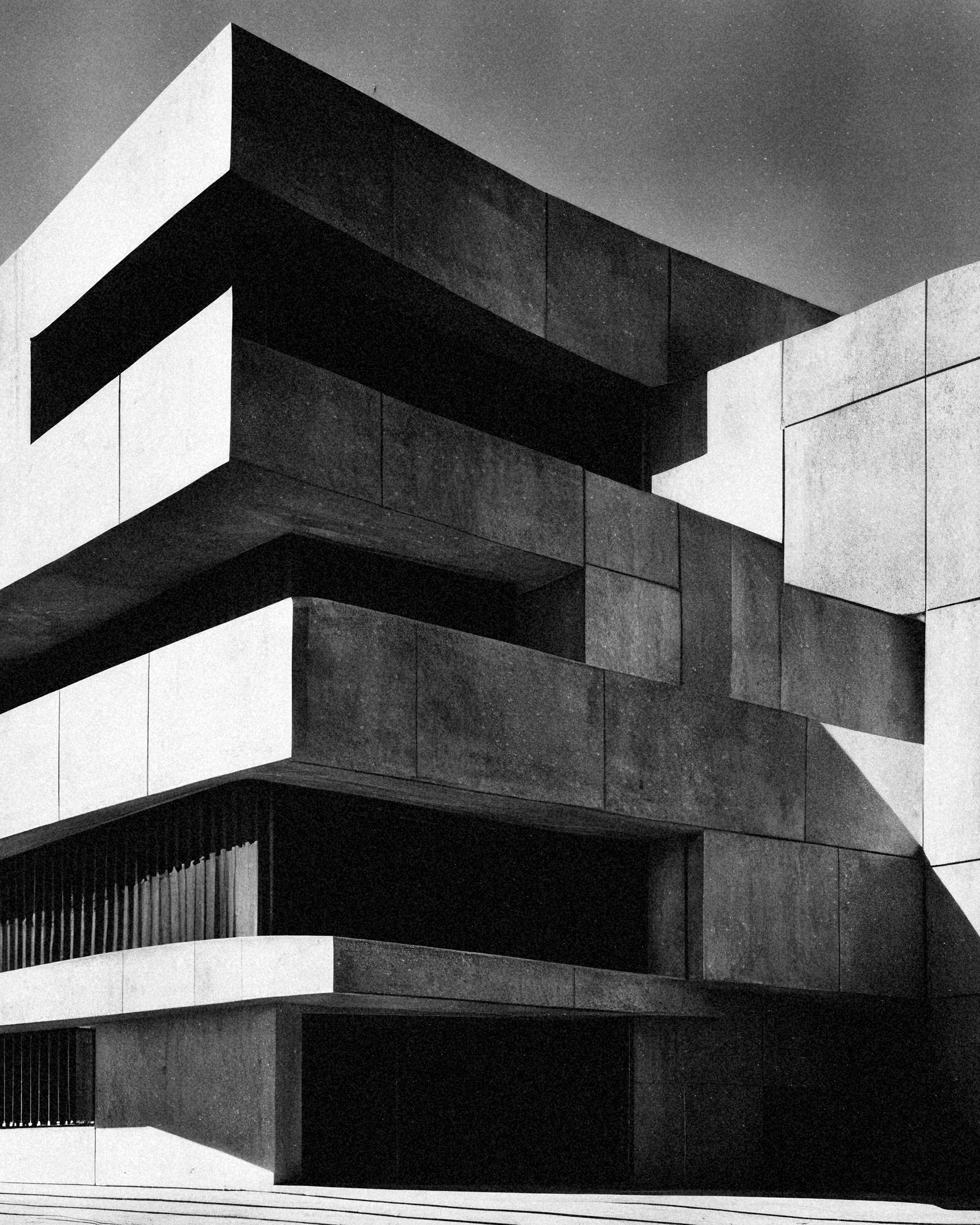 Póster de arquitectura brutalista – Estilo contemporáneo en concreto
