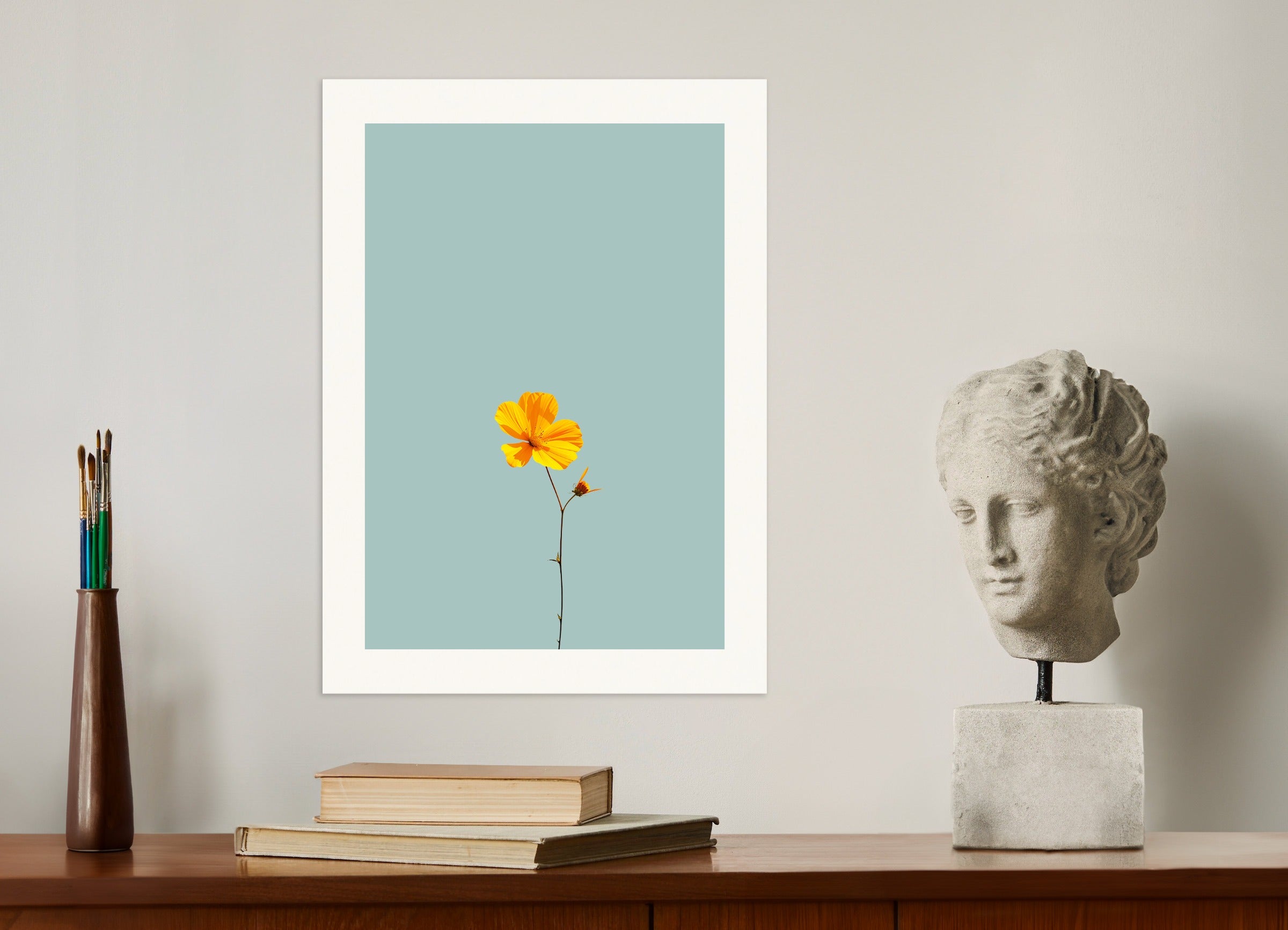 Poster: Yellow flower on Le Corbusier's colors