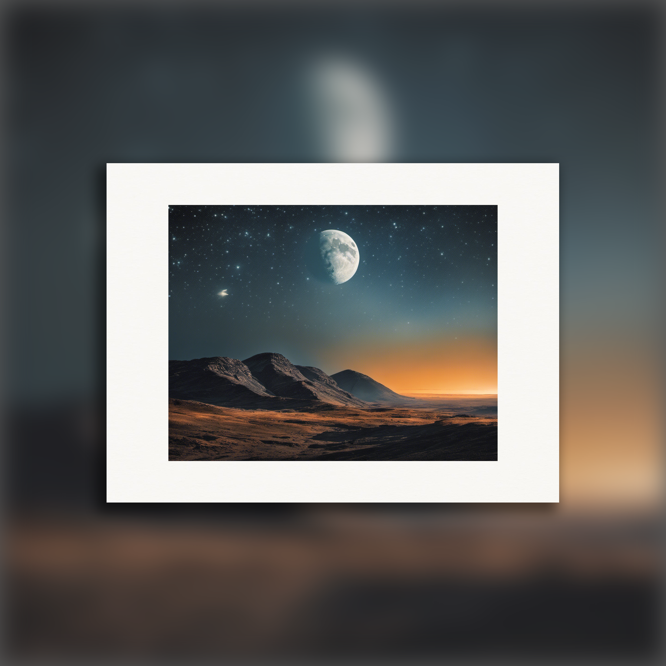 Luna y cielo estrellado - póster