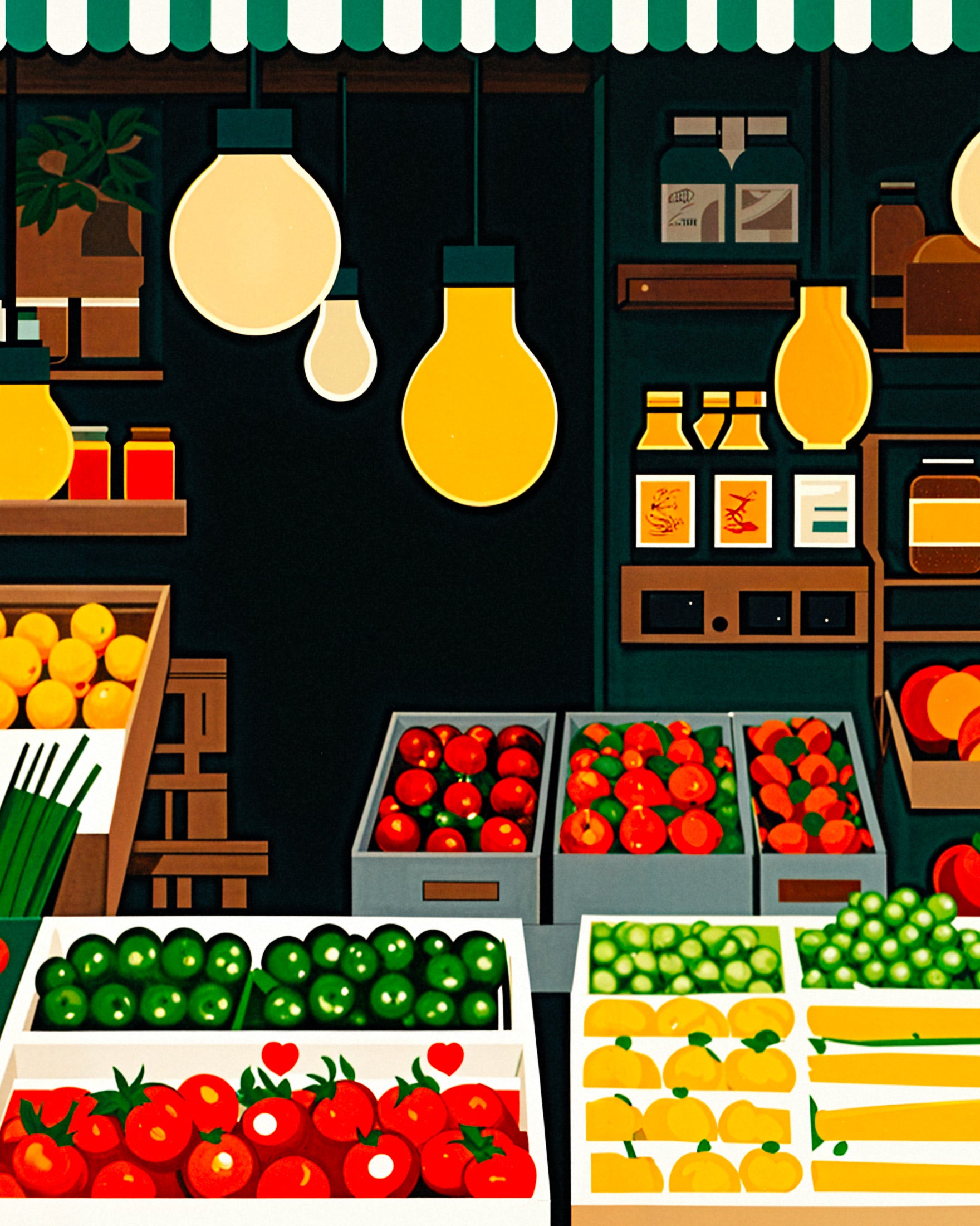 Tienda de comestibles, frutas y verduras - Póster