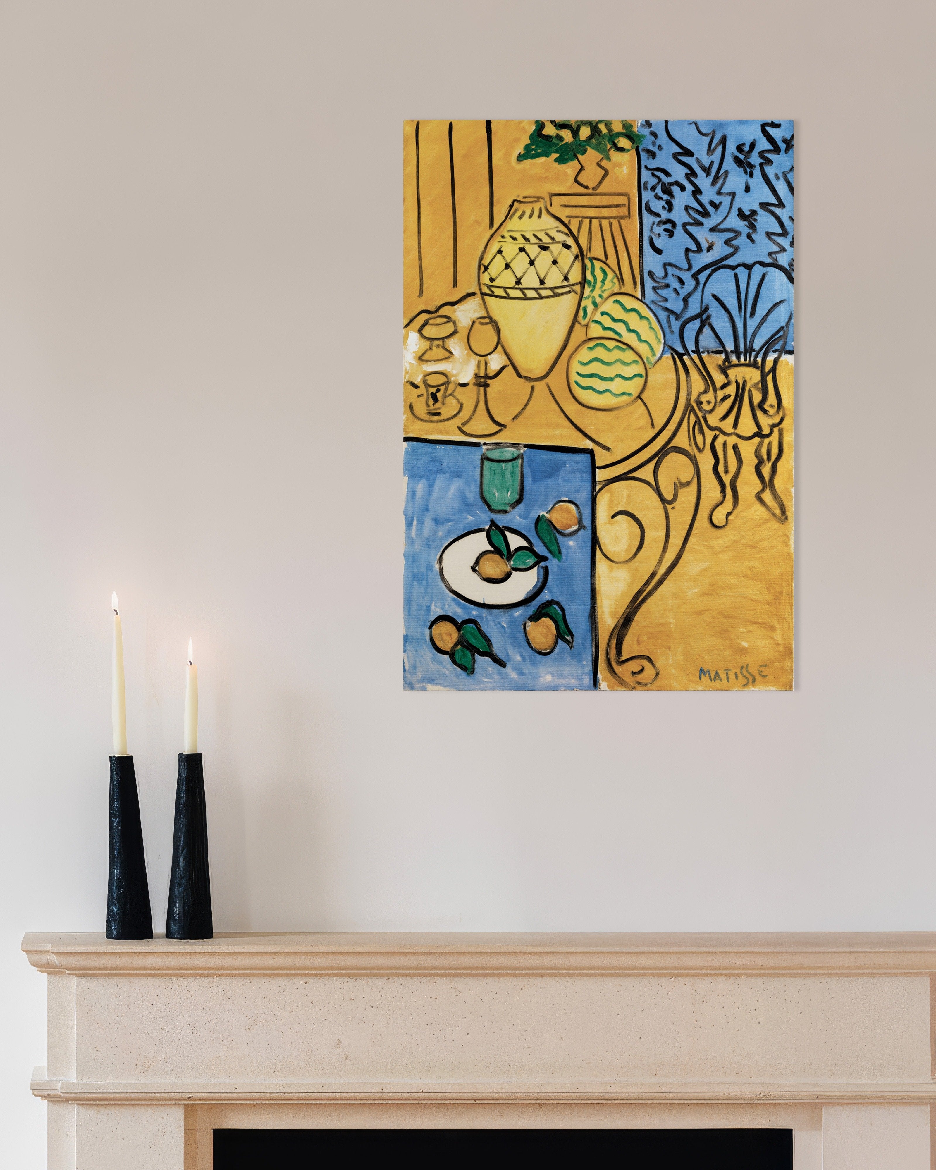 Poster of Interior, yellow & blue (1946) by Henri Matisse - Poster
