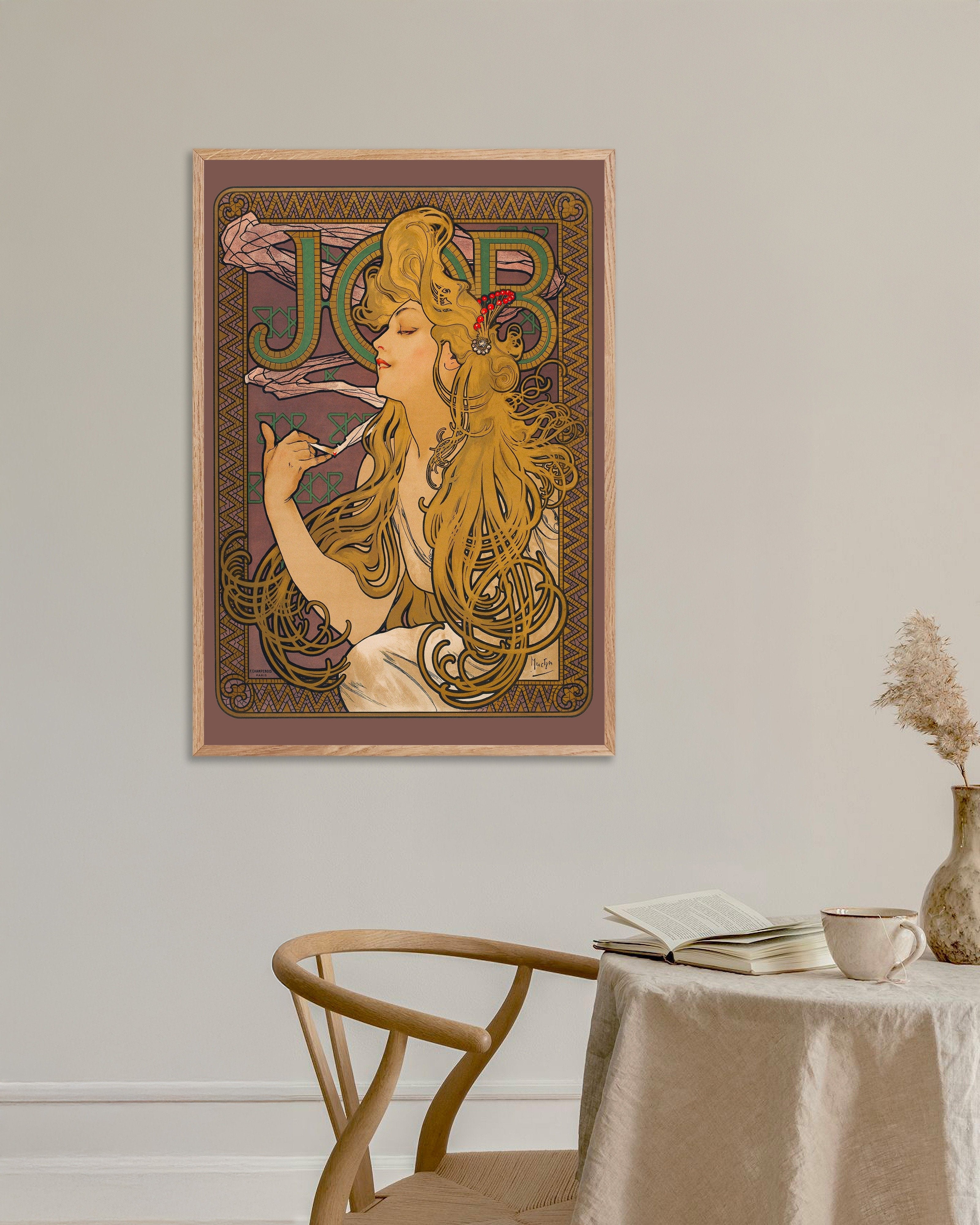 Poster of Job (1896) by Alfons Mucha - Print, with natural wooden frame