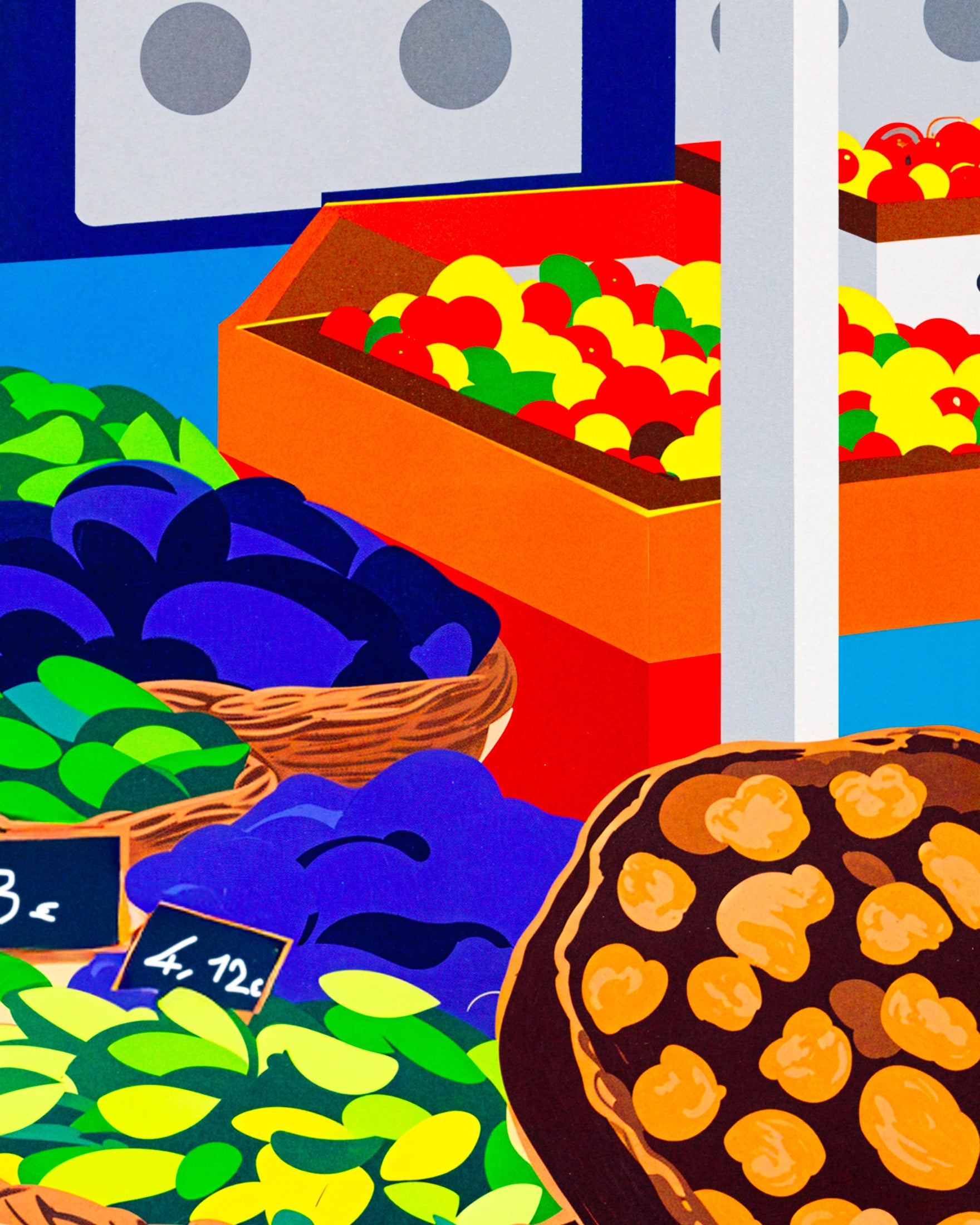 Mercado de alimentos y pescadería - Póster