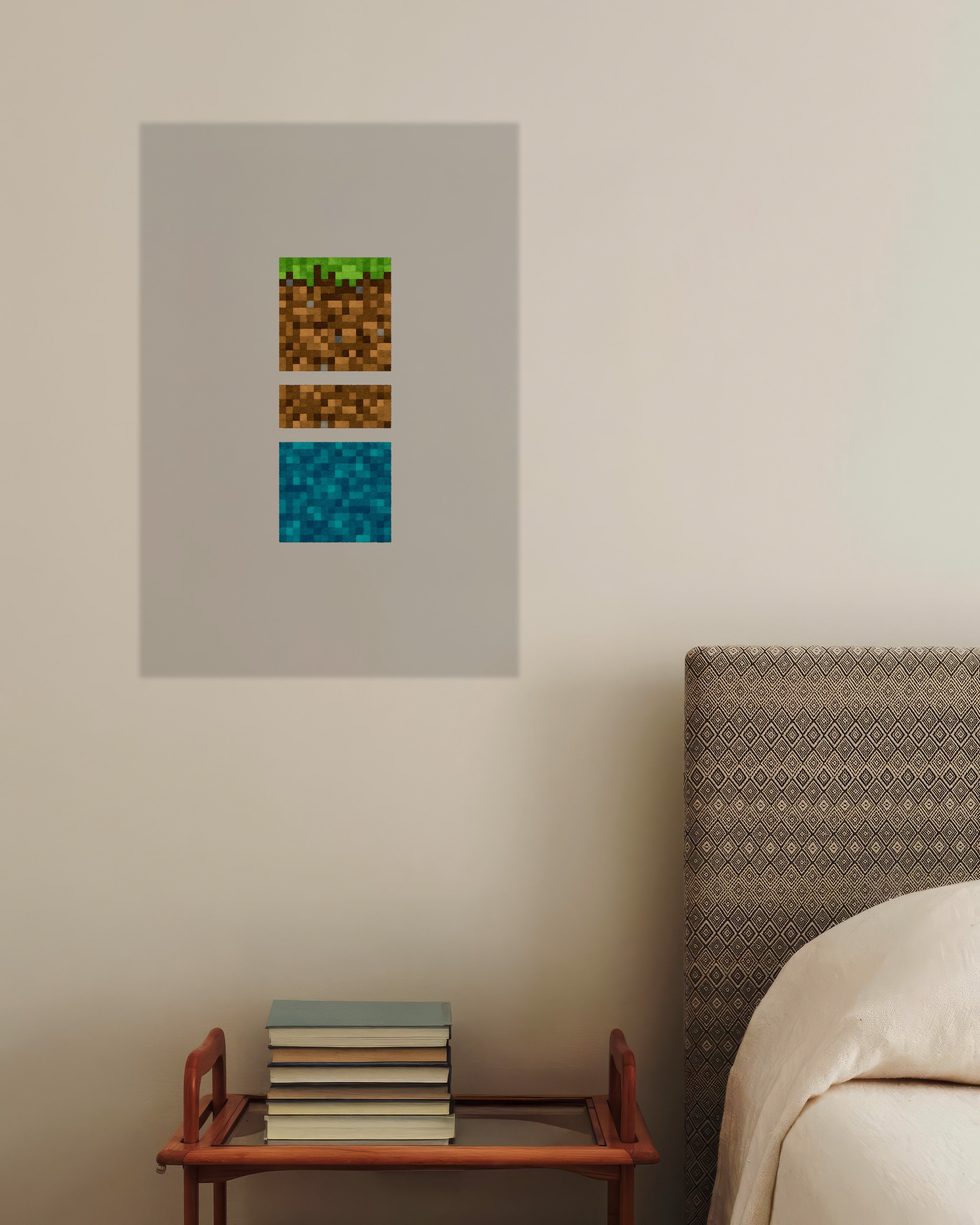 Poster of Minecraft Blocks Trio – grass, dirt, and water poster