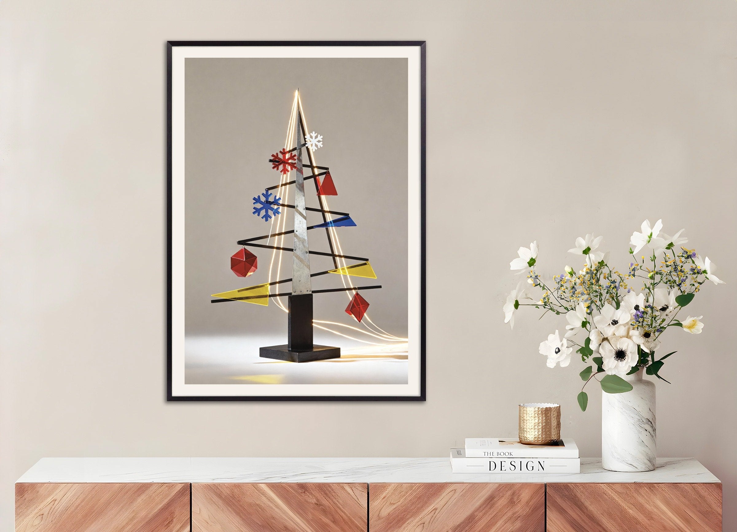 Poster of Modern metal Christmas tree poster, with metal frame
