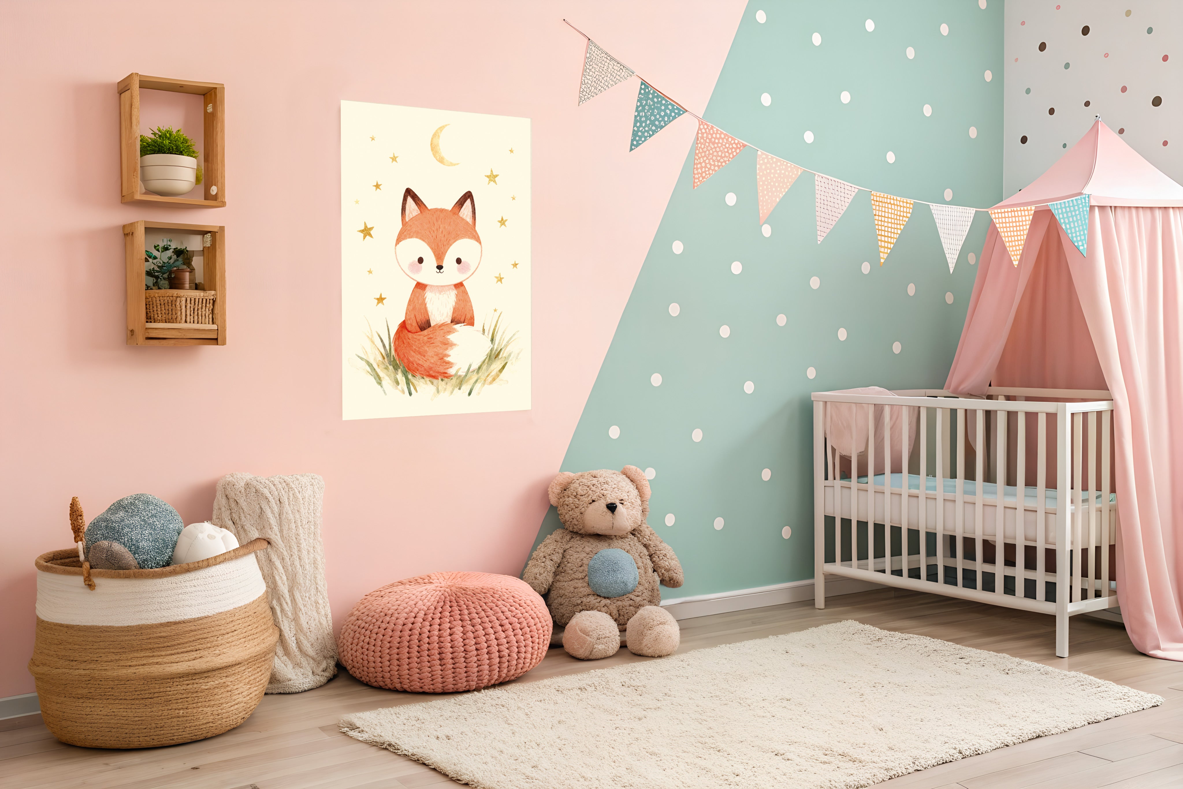 Póster de zorro – Arte de pared para habitación infantil