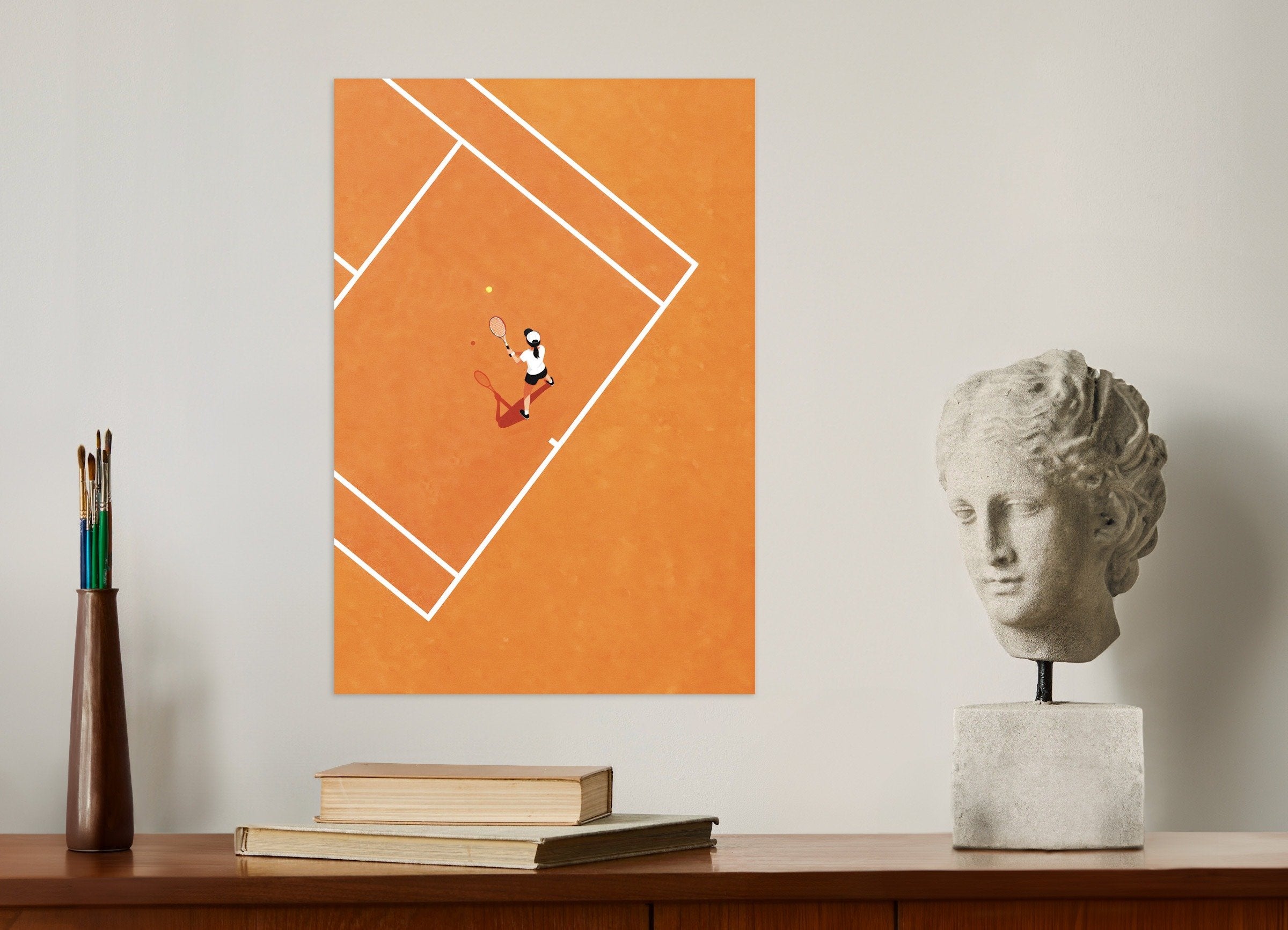Poster of Tennis player poster – Minimal clay court art print