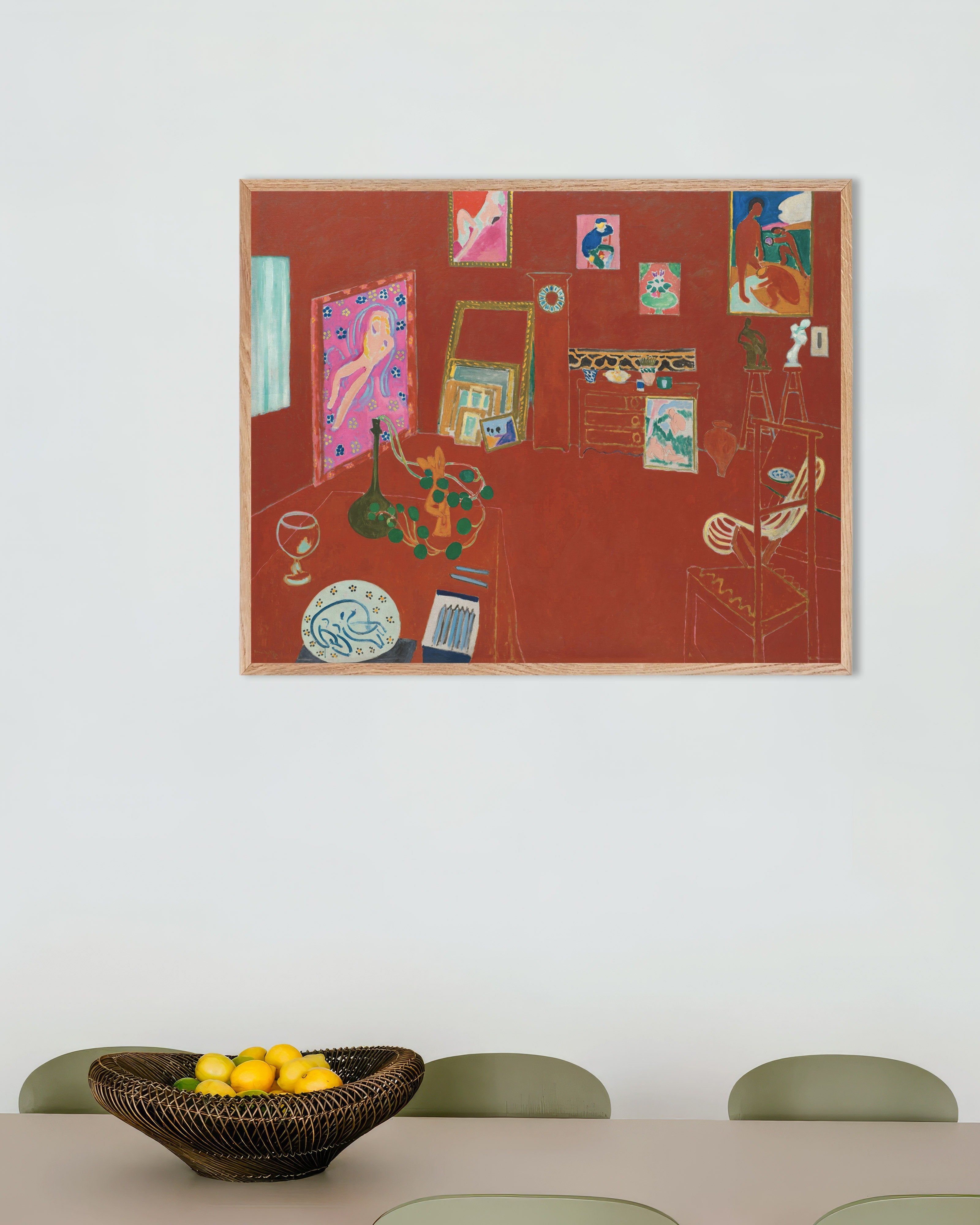 Poster of The red studio (1911) by Henri Matisse - Poster, with natural wooden frame