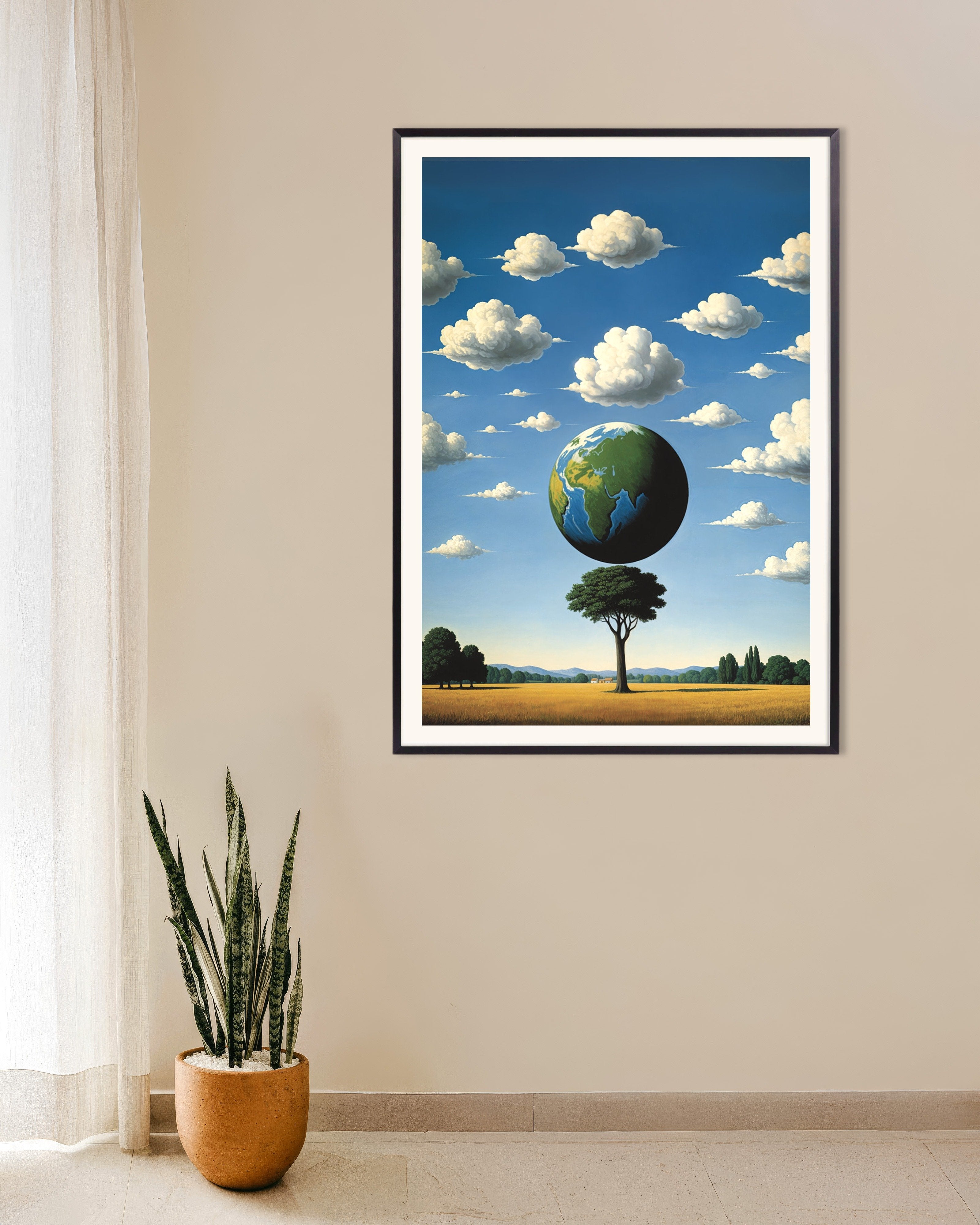 Poster of World tree – surreal Belgian poster, with metal frame