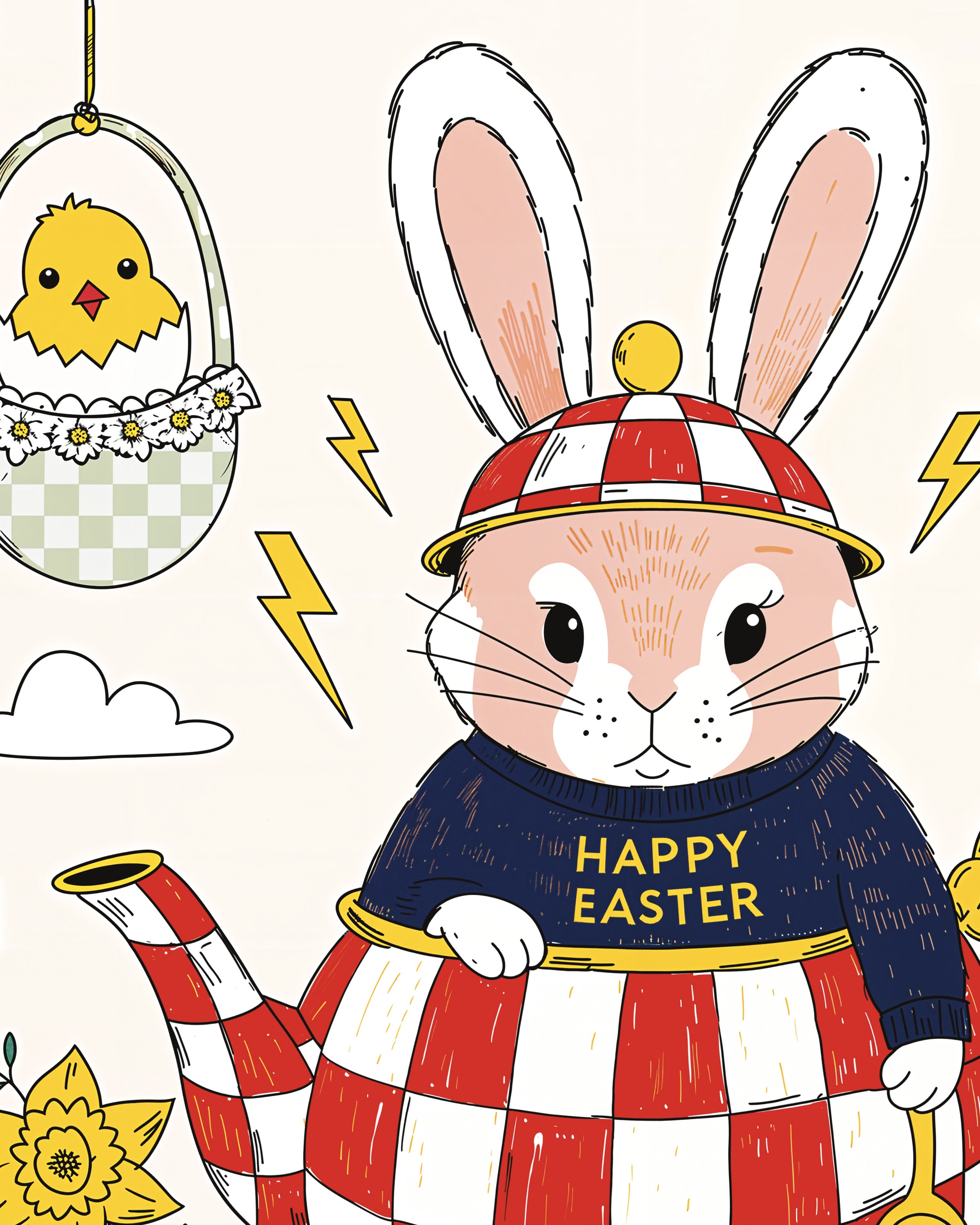 Póster Brisa de Pascua - Tetera de Conejo y Narcisos