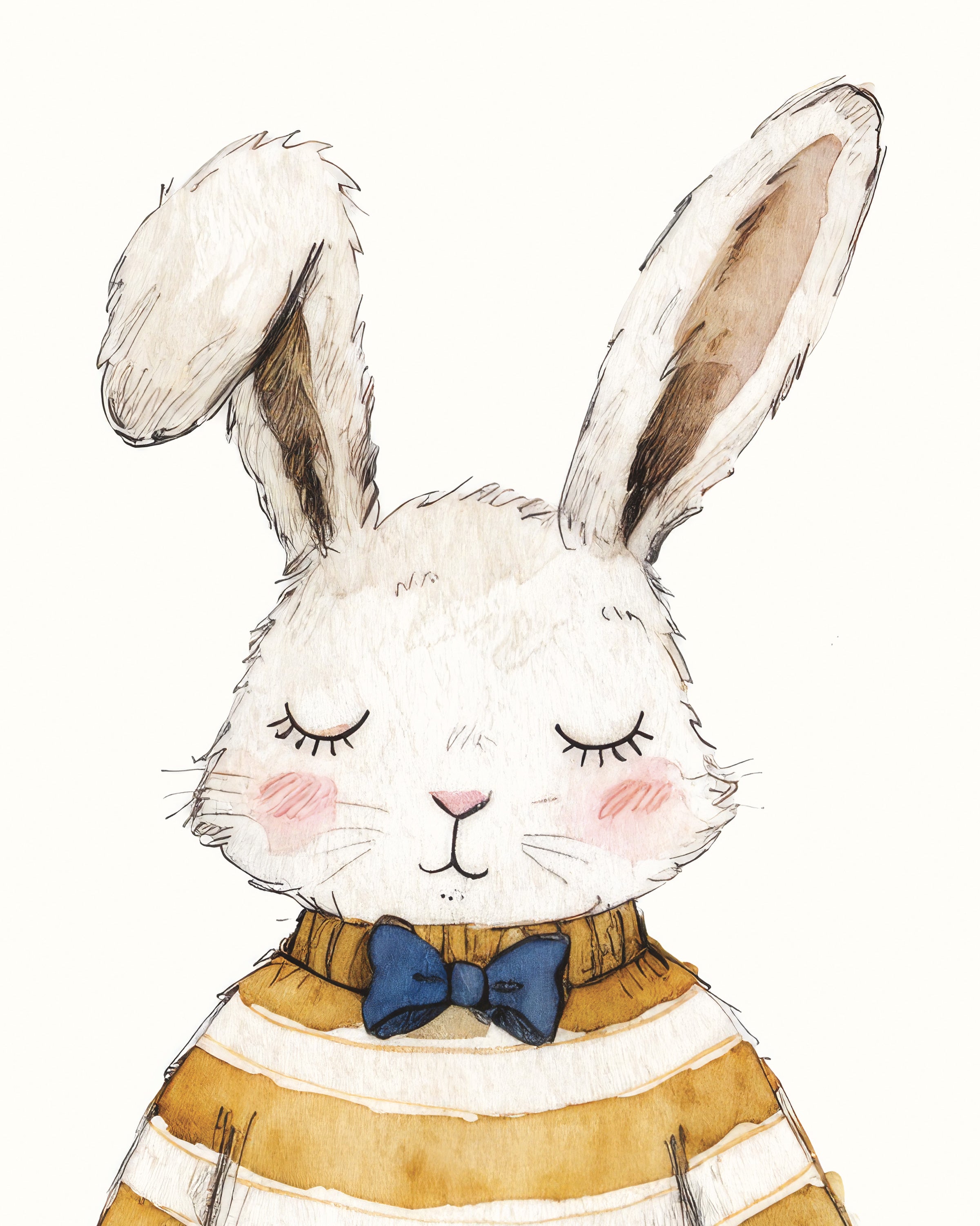 Impresión artística de conejo de Pascua con canasta - Póster