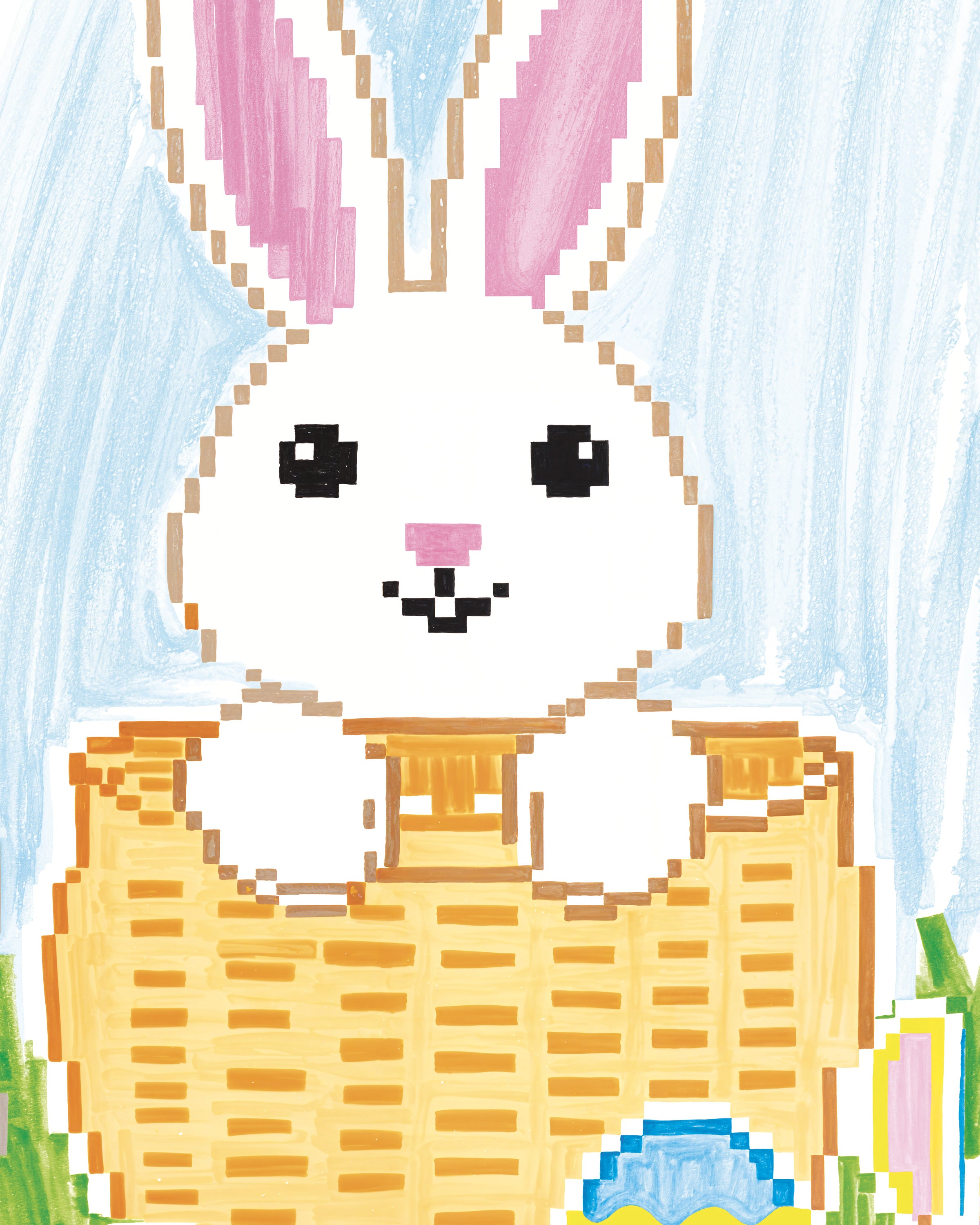 Cesta de Conejito Pixel – Huevos de Pascua y Sol - Póster