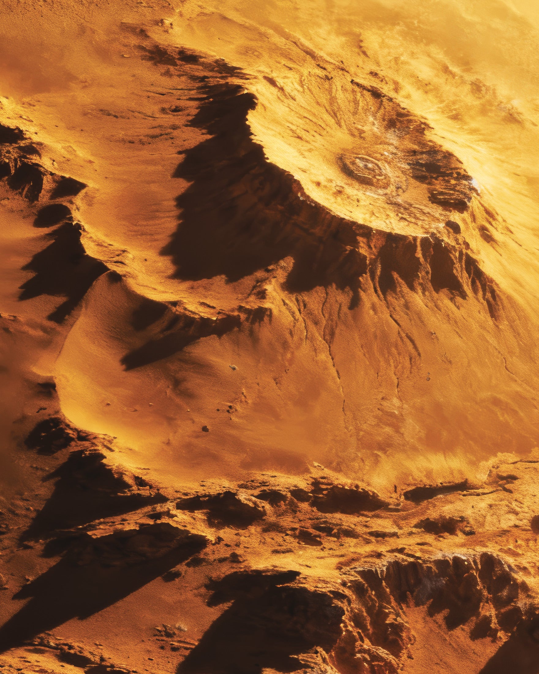 Póster Planeta Dorado, Impresión Artística de un Mundo Desértico de Ciencia Ficción