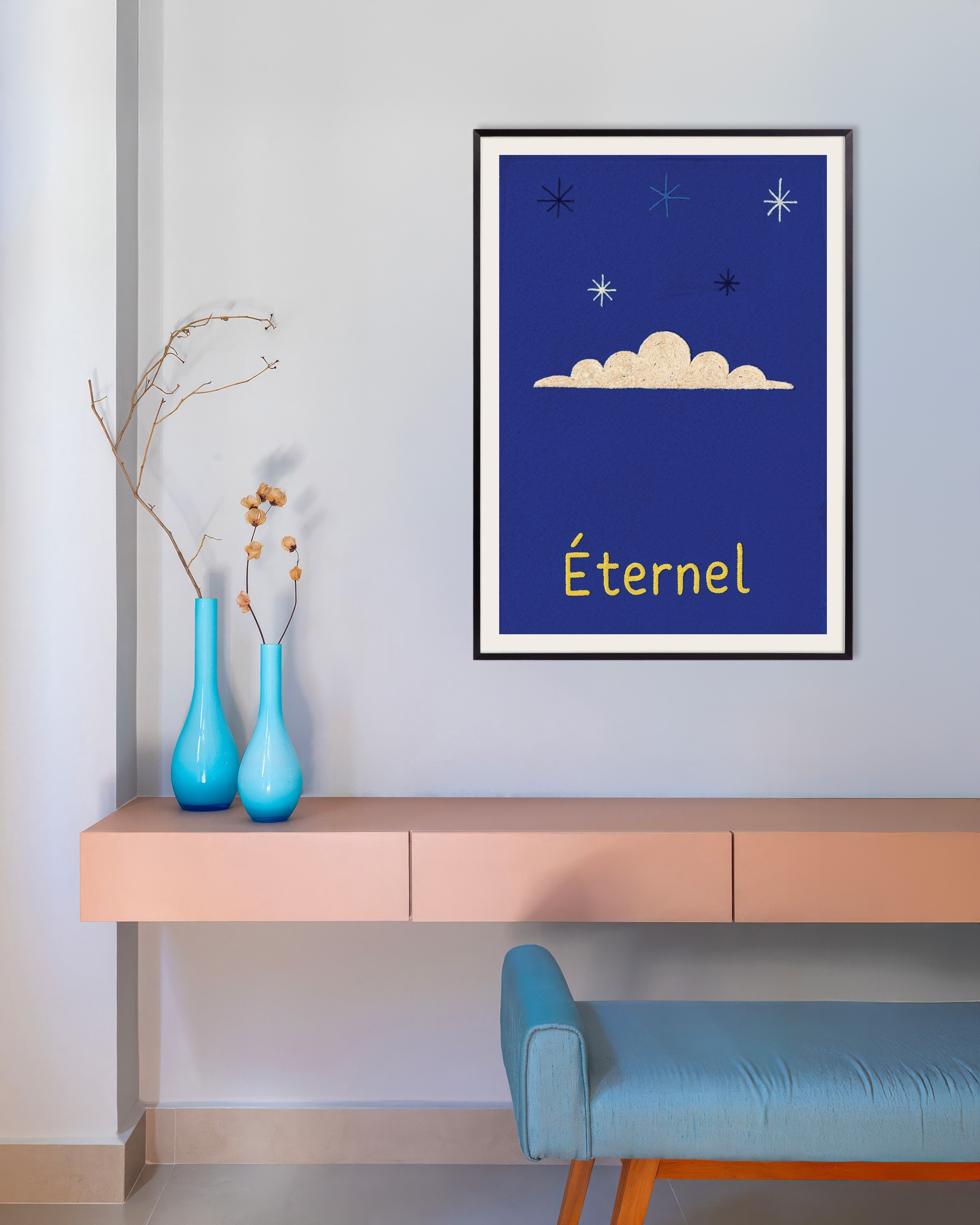 Poster of Éternel Night Sky - Typographic Art Print, with metal frame