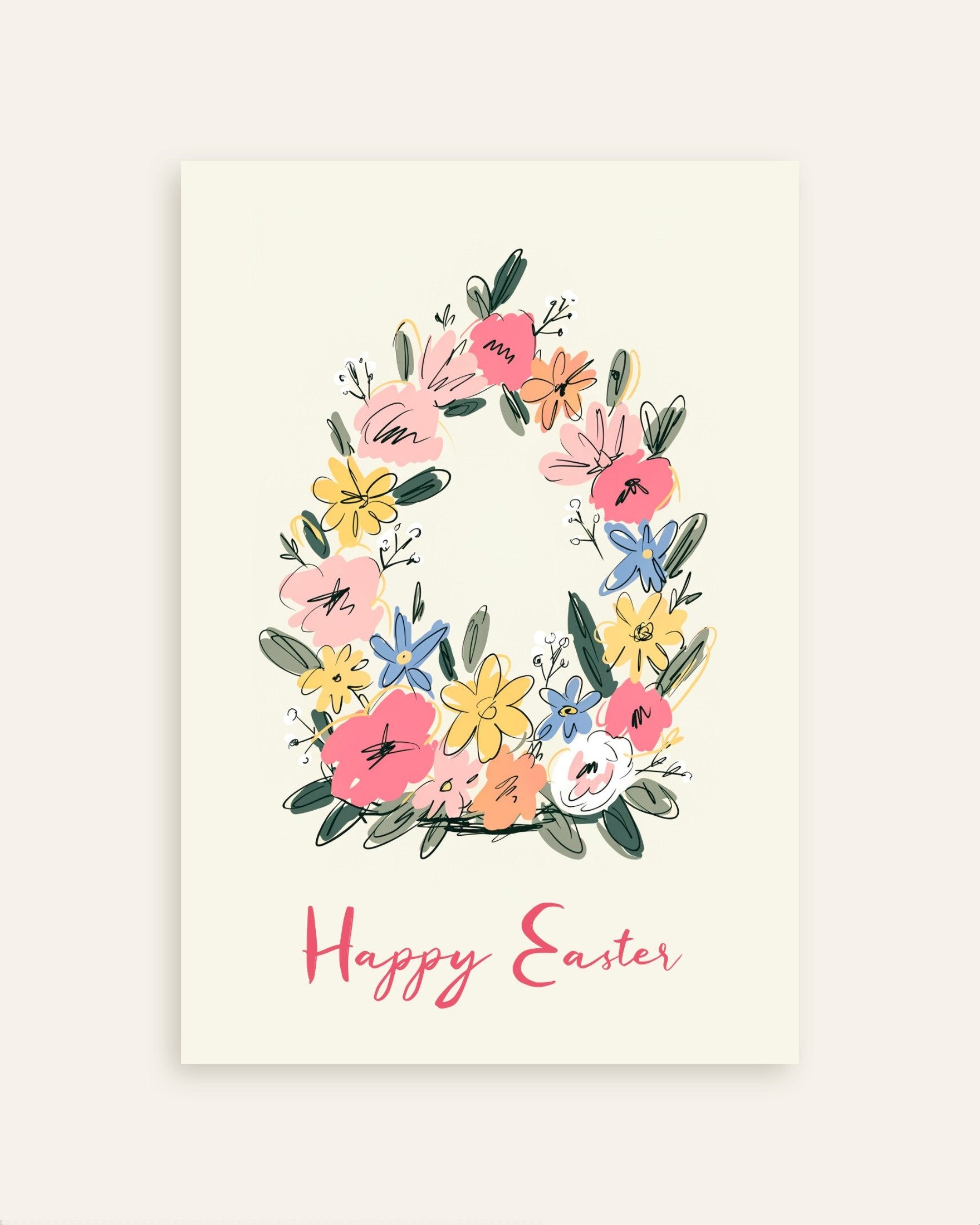 Poster of Happy Easter Floral Egg Wreath Poster, thumbnail