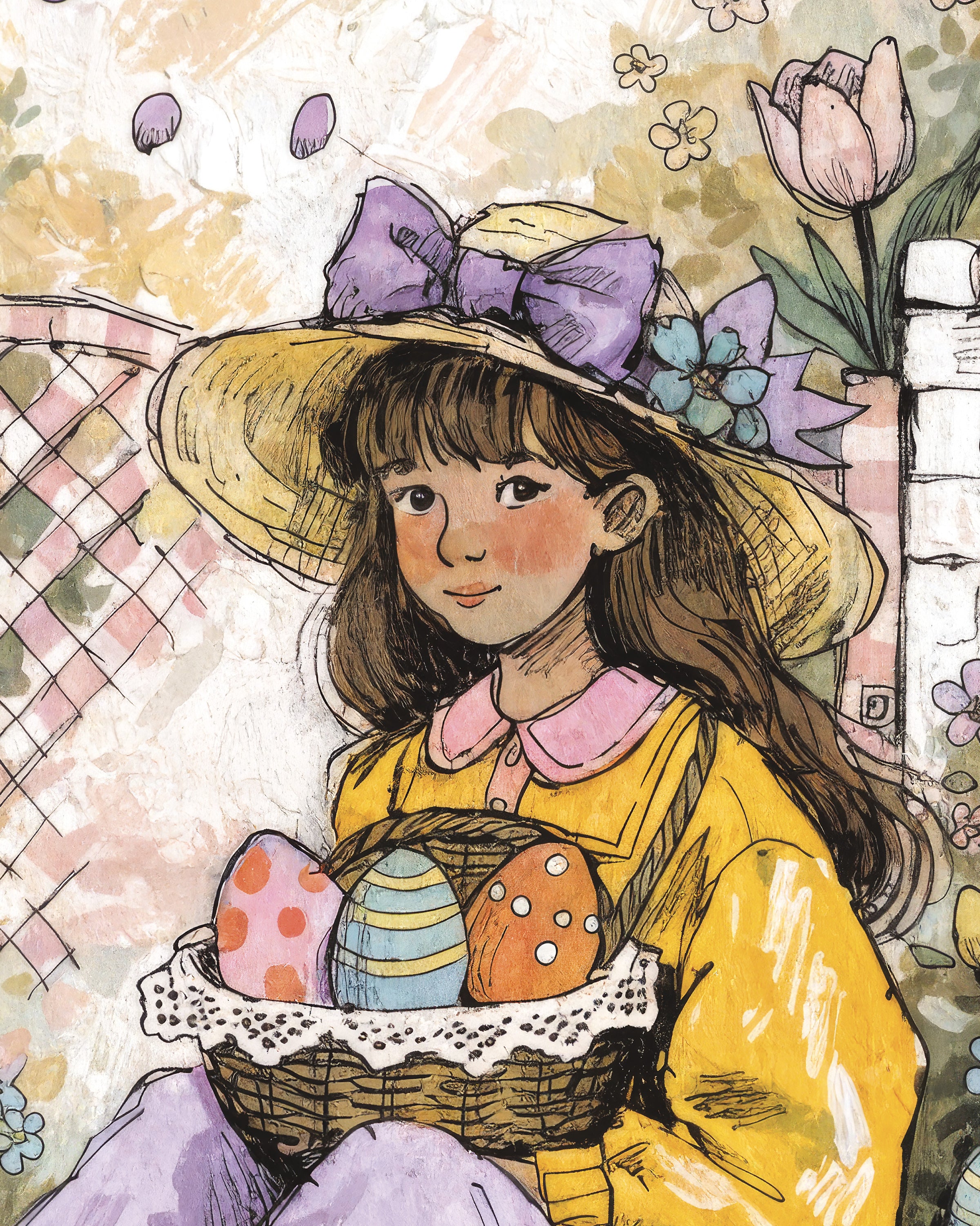 Niña en Jardín de Pascua - Póster