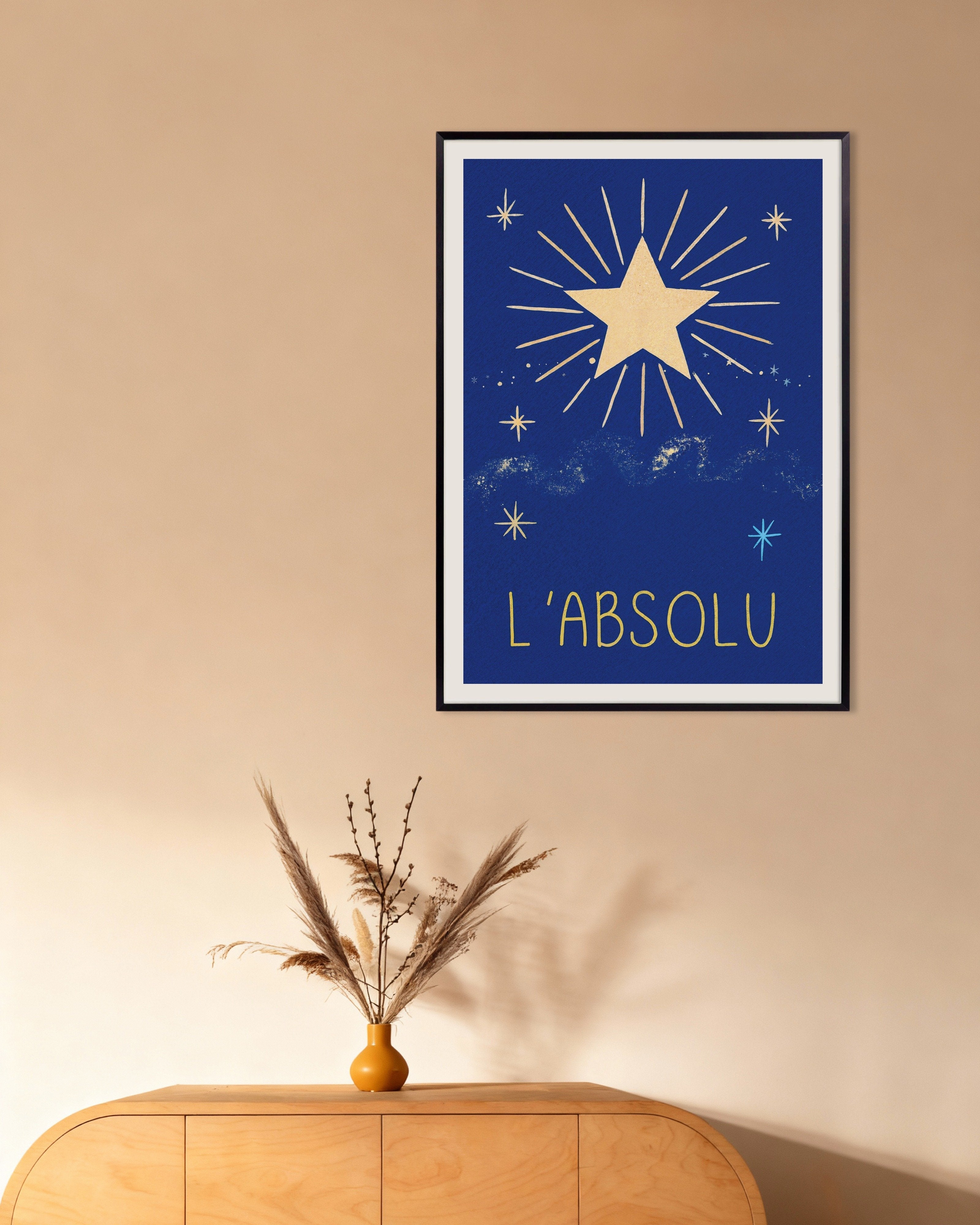 Poster of L'Absolu - Celestial French Typography Poster, with metal frame