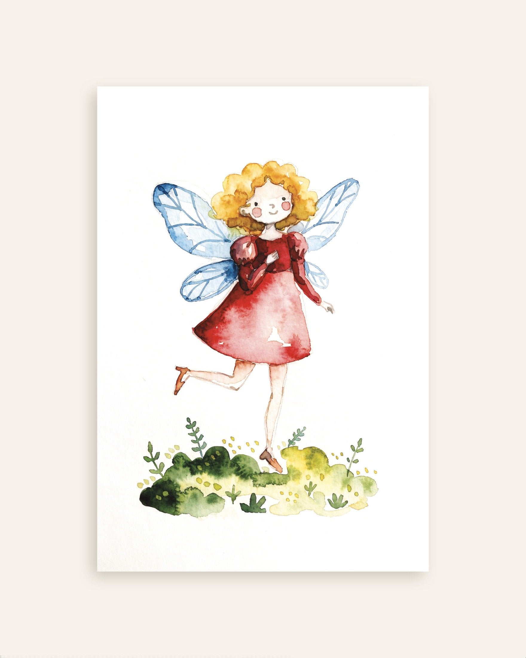 Poster of Little Blonde Fairy in Red Dress Poster, thumbnail
