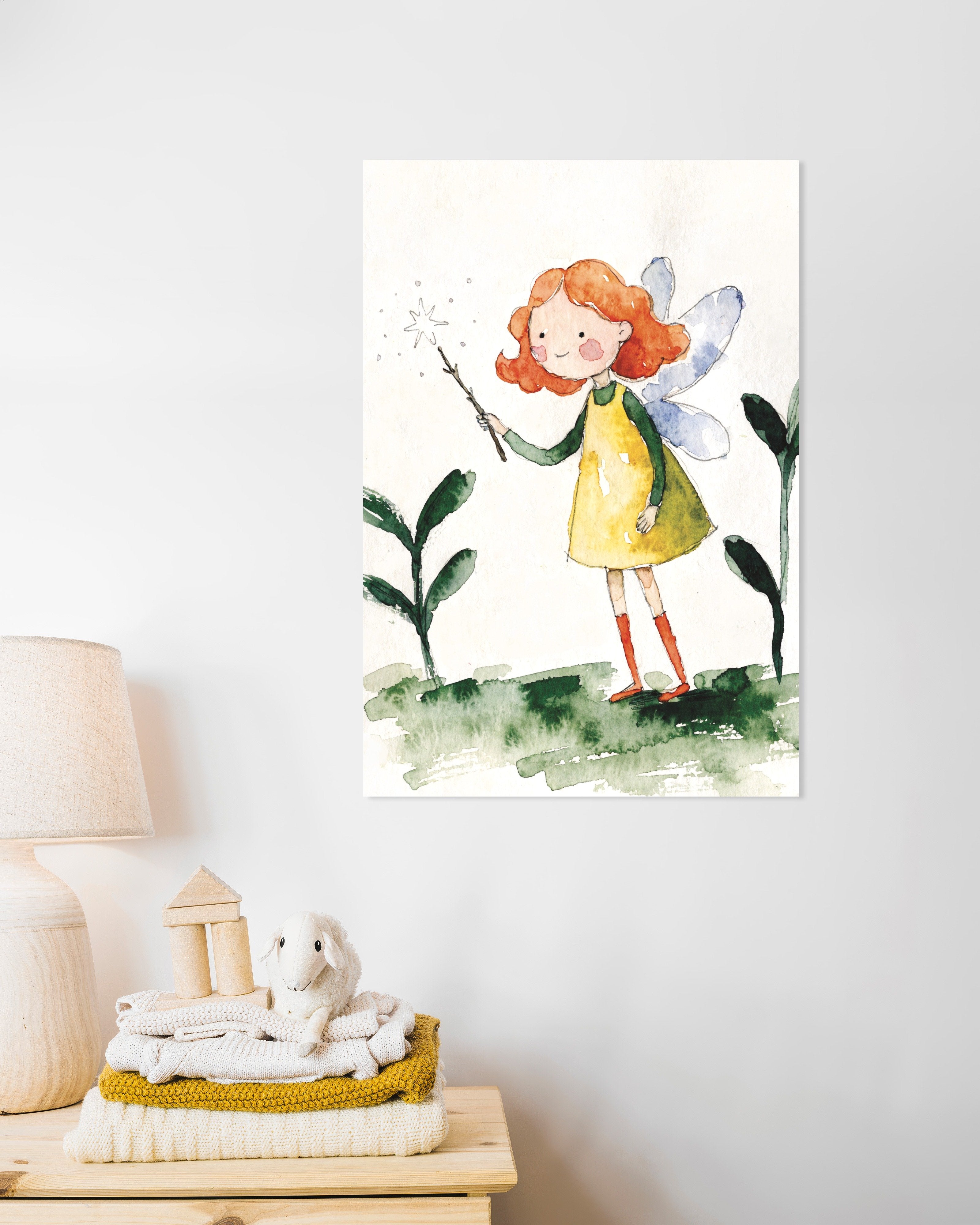 Poster of Little Fairy with Magic Wand - Watercolor Poster