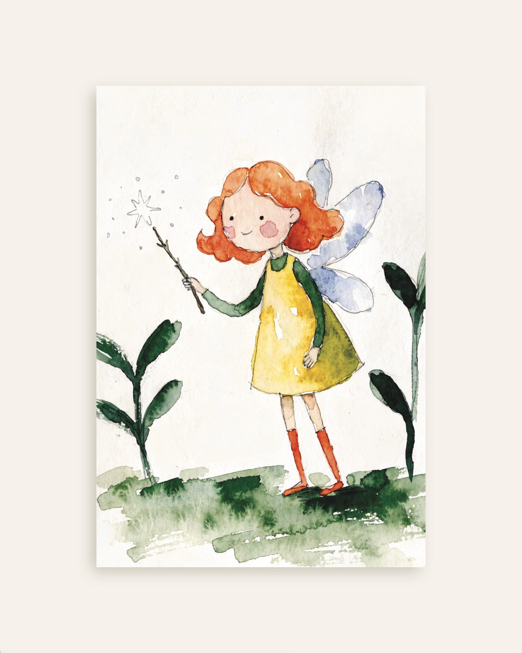 Poster of Little Fairy with Magic Wand - Watercolor Poster, thumbnail