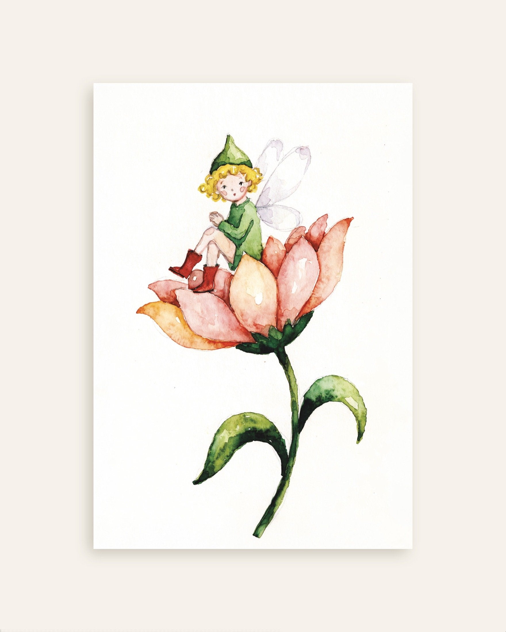 Poster of Little Green Fairy on a Flower Poster, thumbnail
