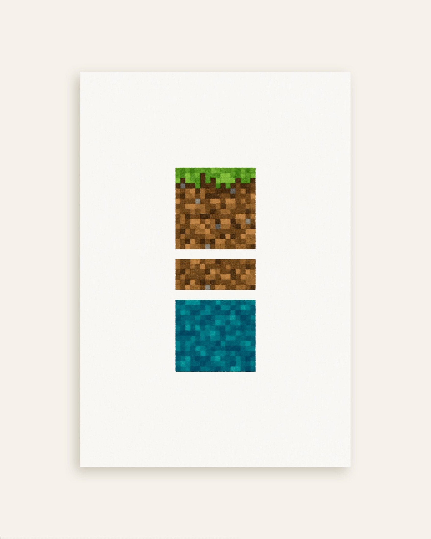 Poster of Minecraft Blocks Trio – grass, dirt, and water poster, thumbnail