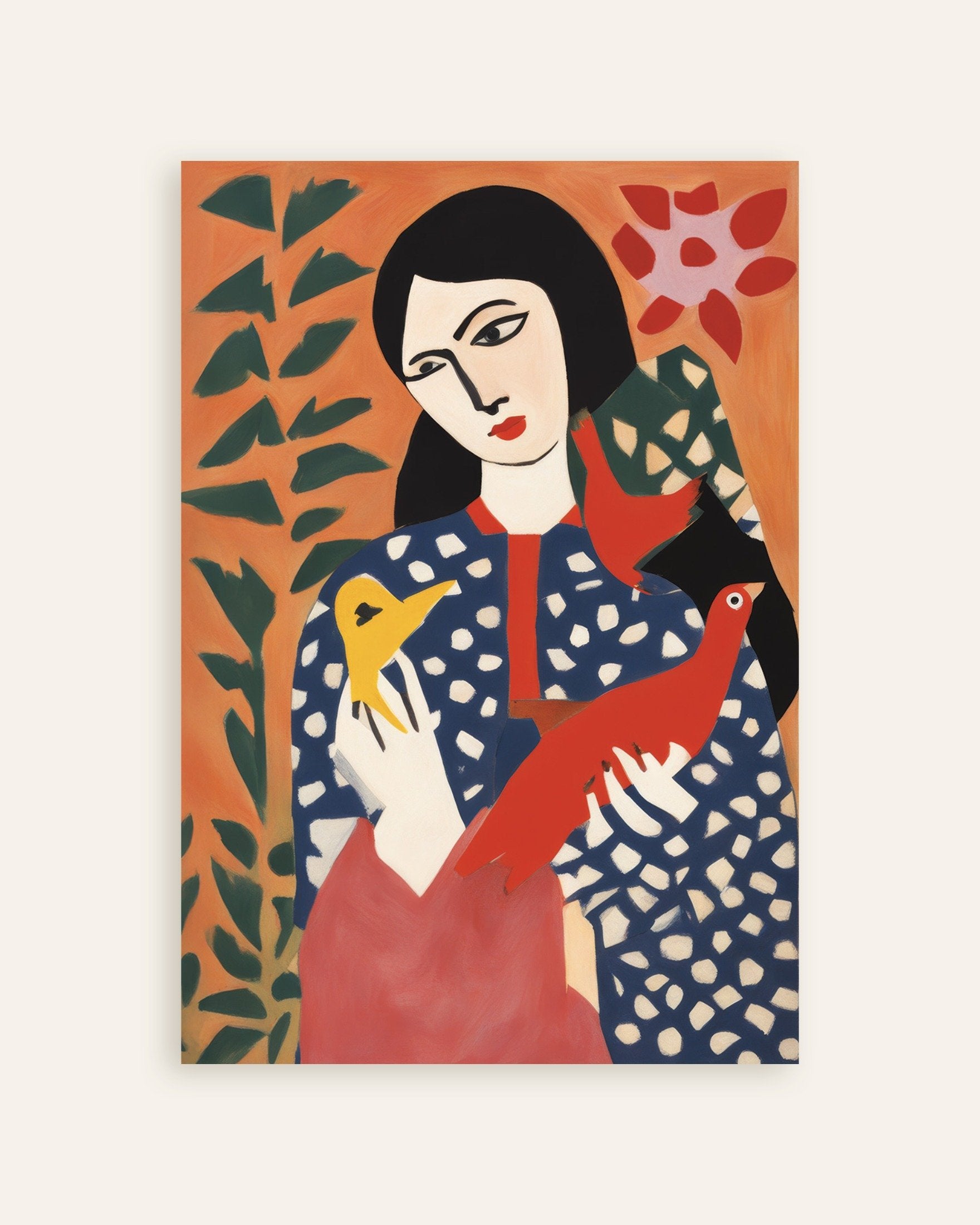 Poster of Natasha with birds art print, thumbnail