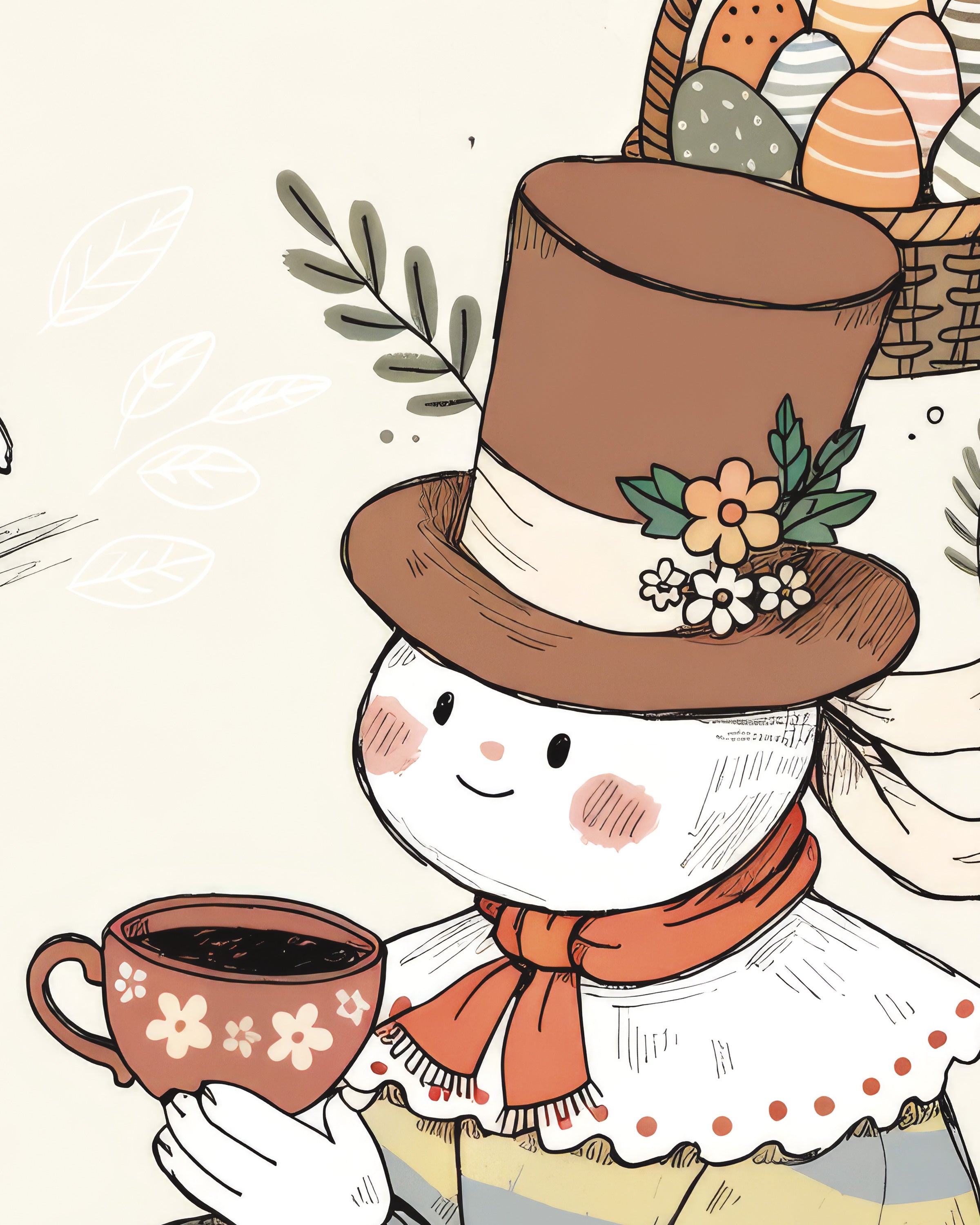 Póster de ilustración para pausa de té de Pascua