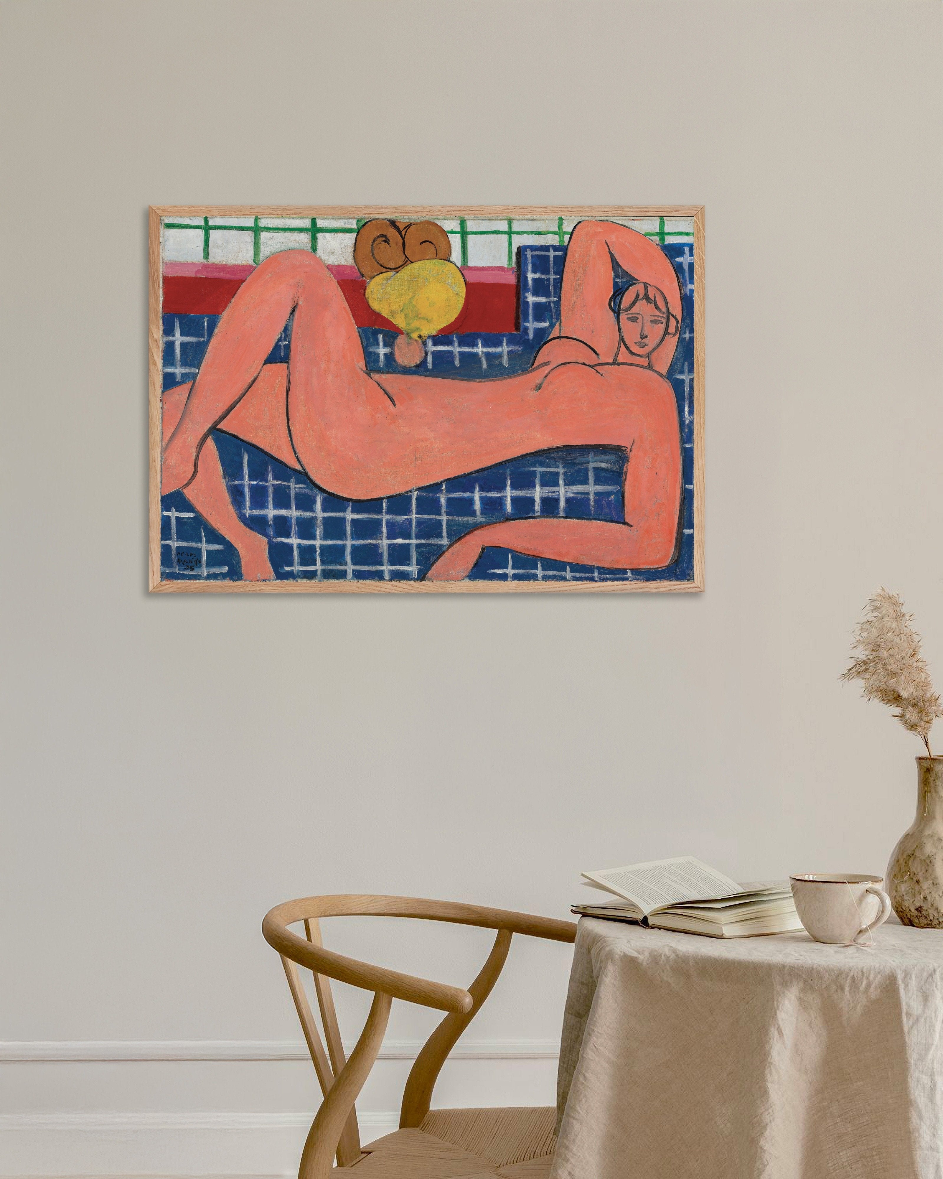 Poster of Pink nude (1935) by Henri Matisse - Poster, with natural wooden frame