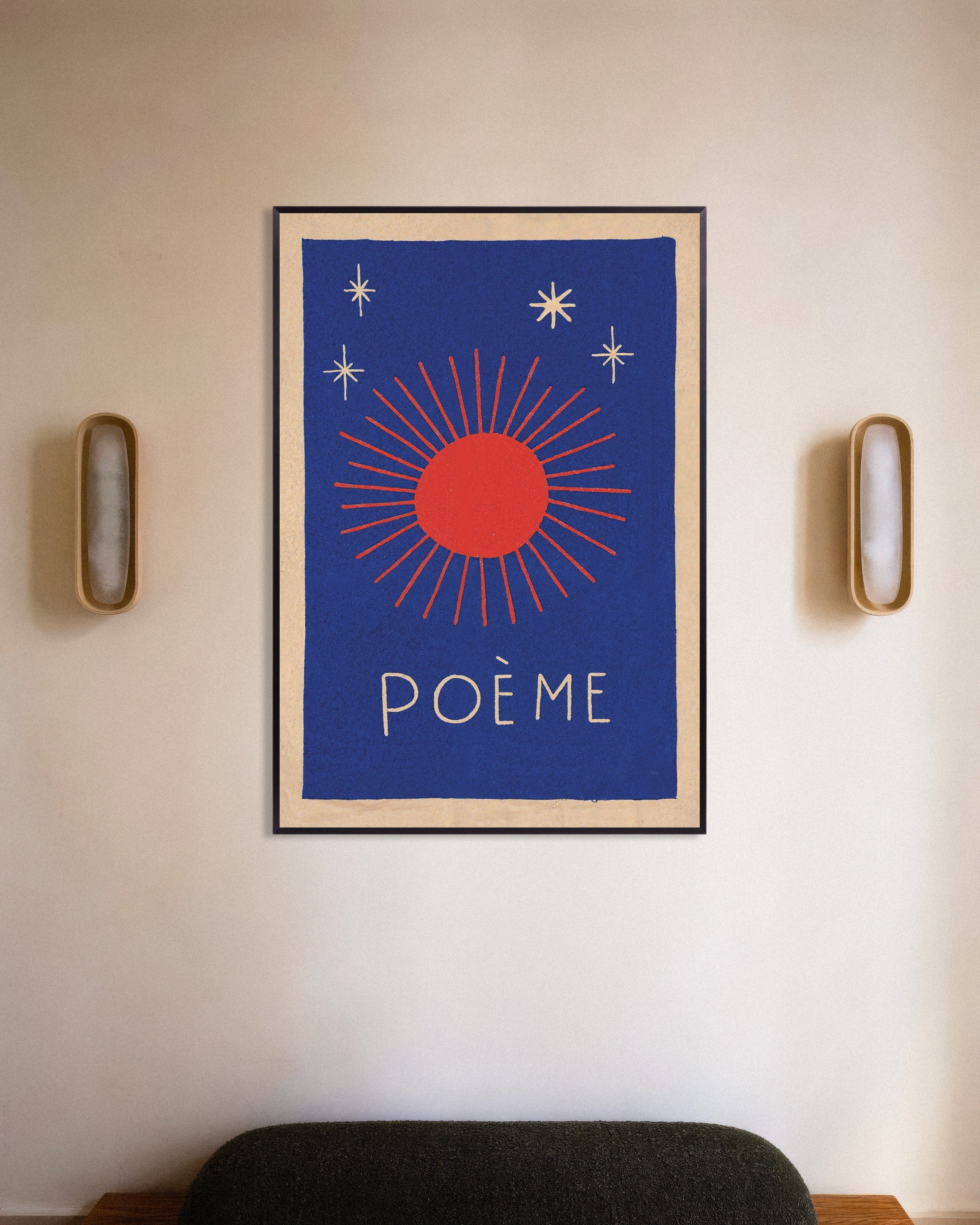 Poster of Poème - Sun and Stars Poster, with metal frame