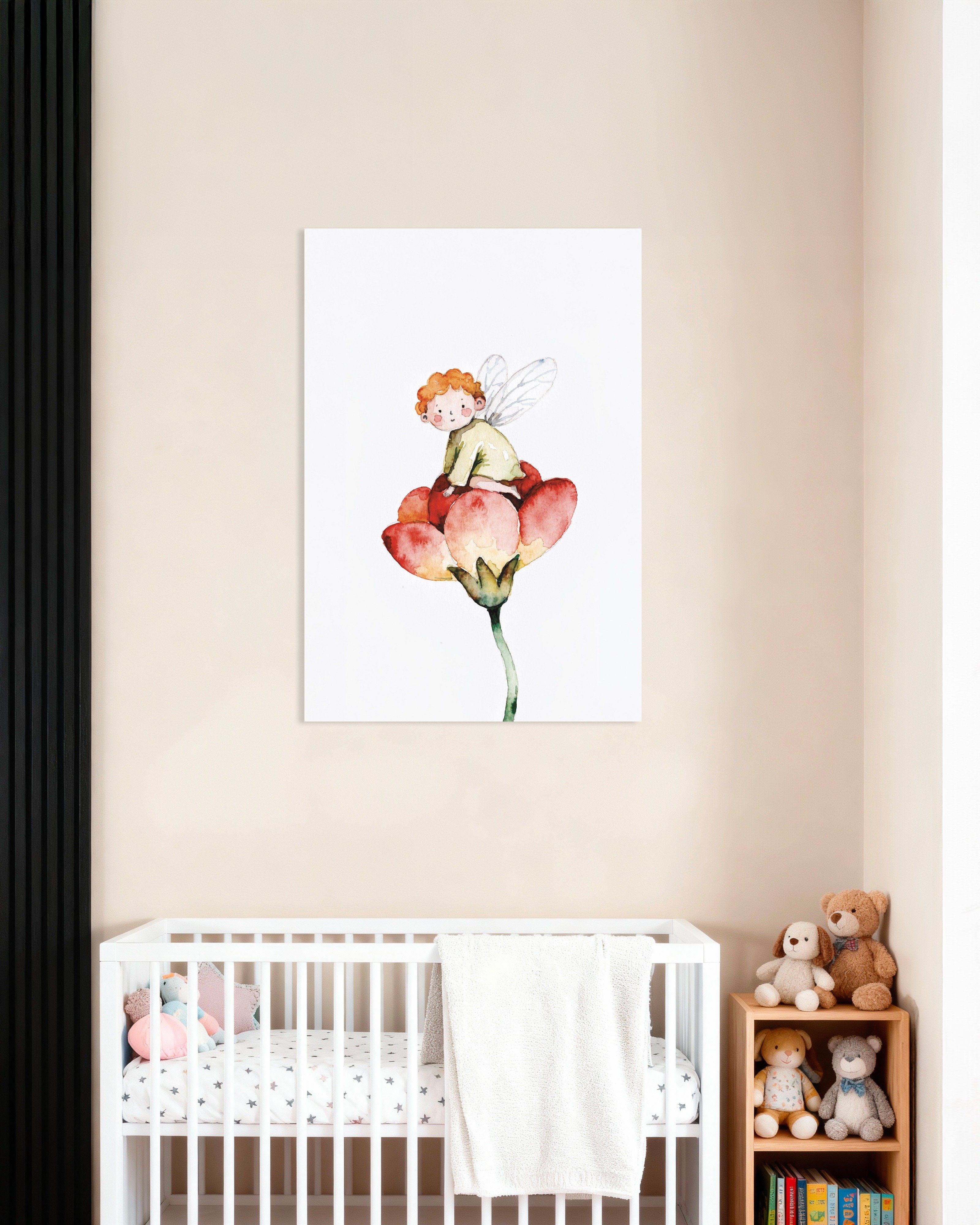 Poster of Red-Haired Fairy on a Tulip Poster