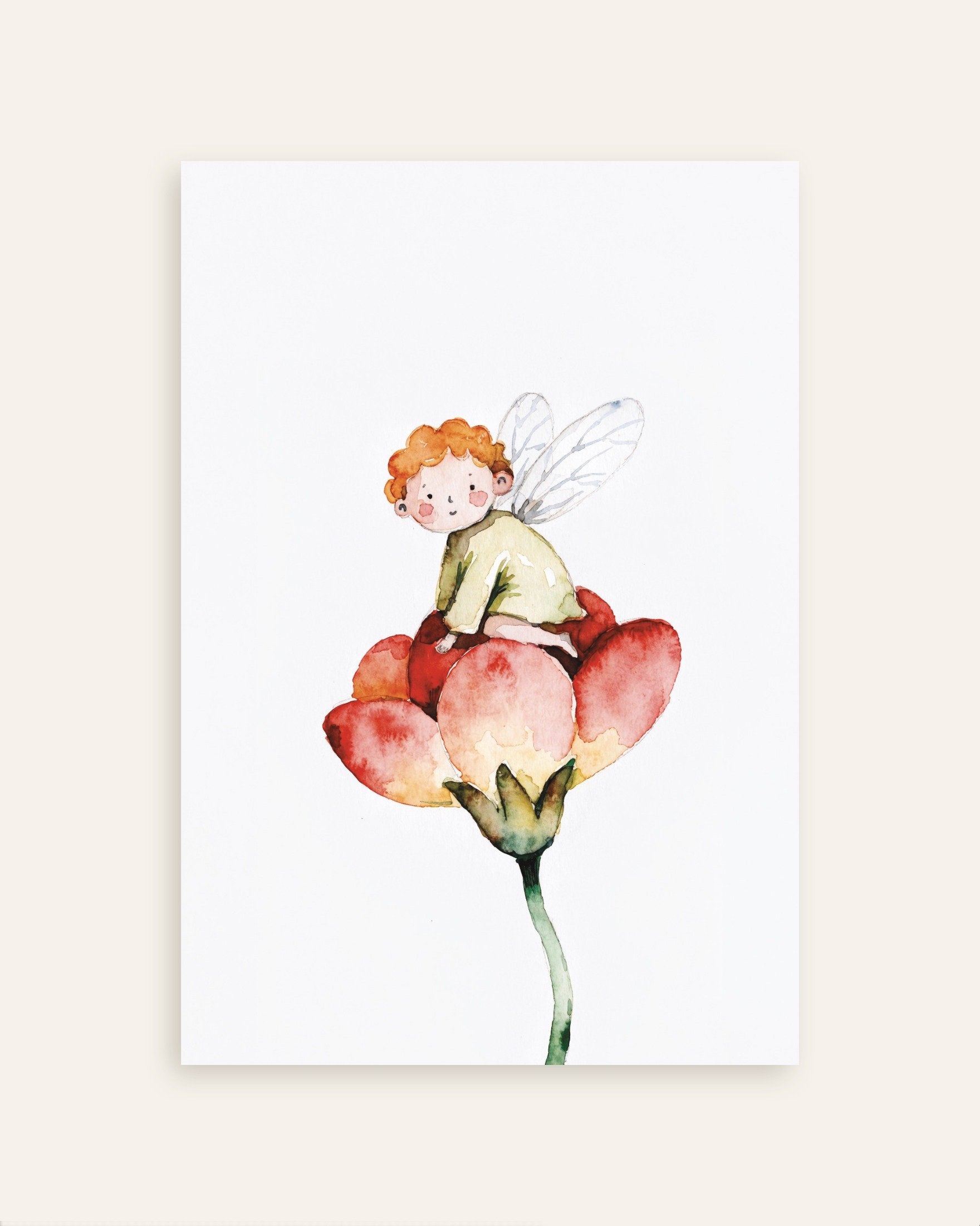 Poster of Red-Haired Fairy on a Tulip Poster, thumbnail