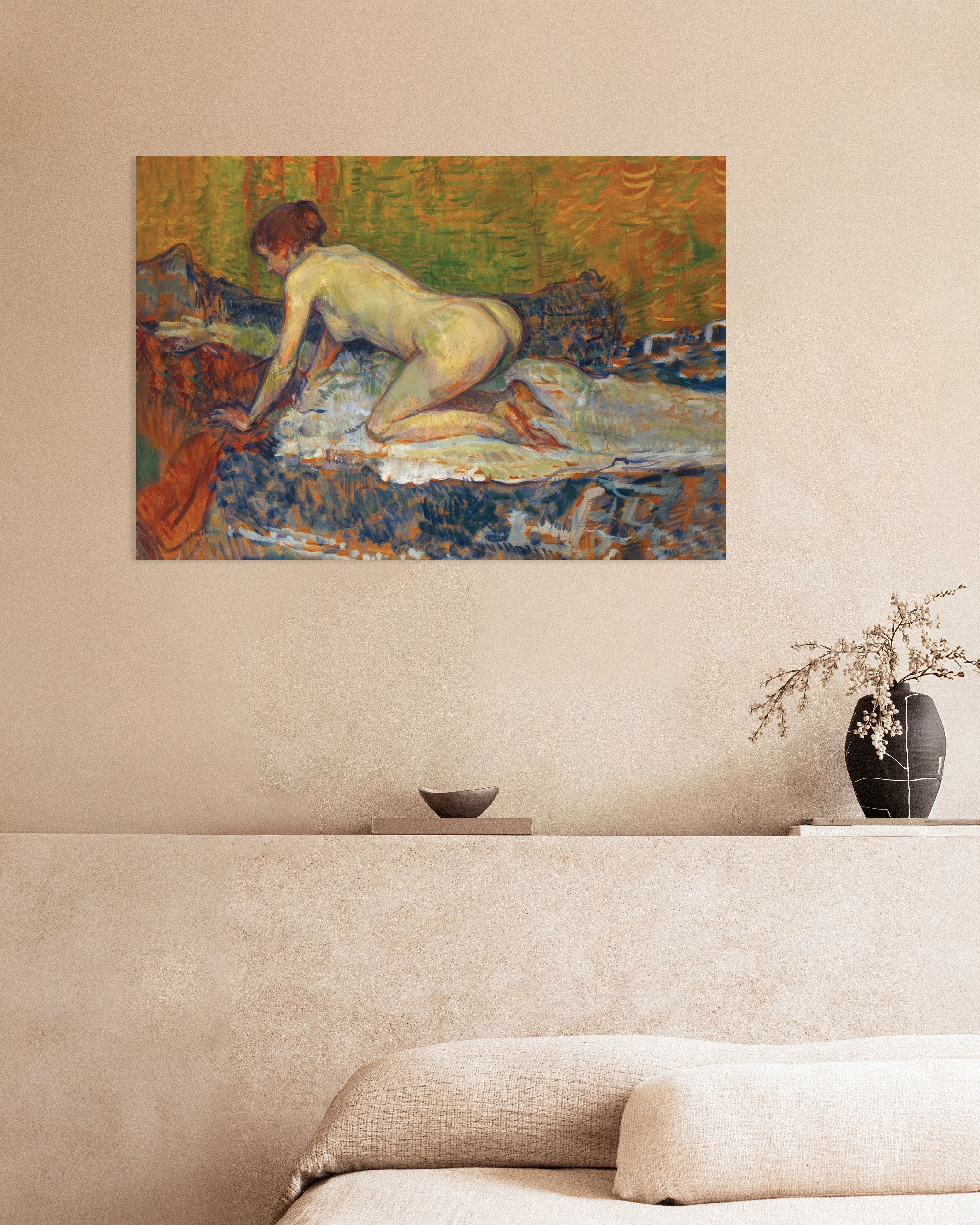 Poster of Red-Headed Nude Crouching by Henri de Toulouse-Lautrec