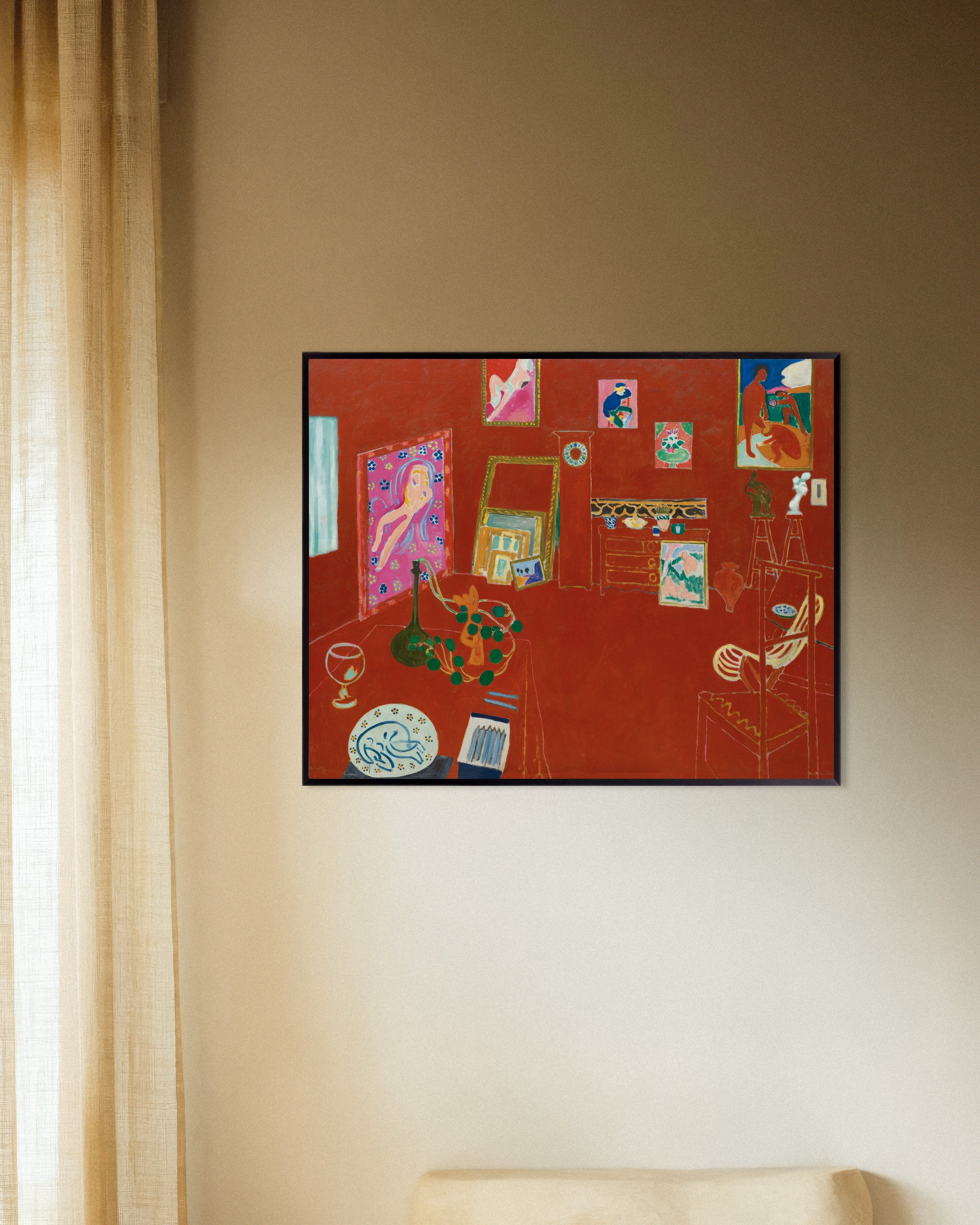 Poster of The red studio (1911) by Henri Matisse - Poster, with metal frame