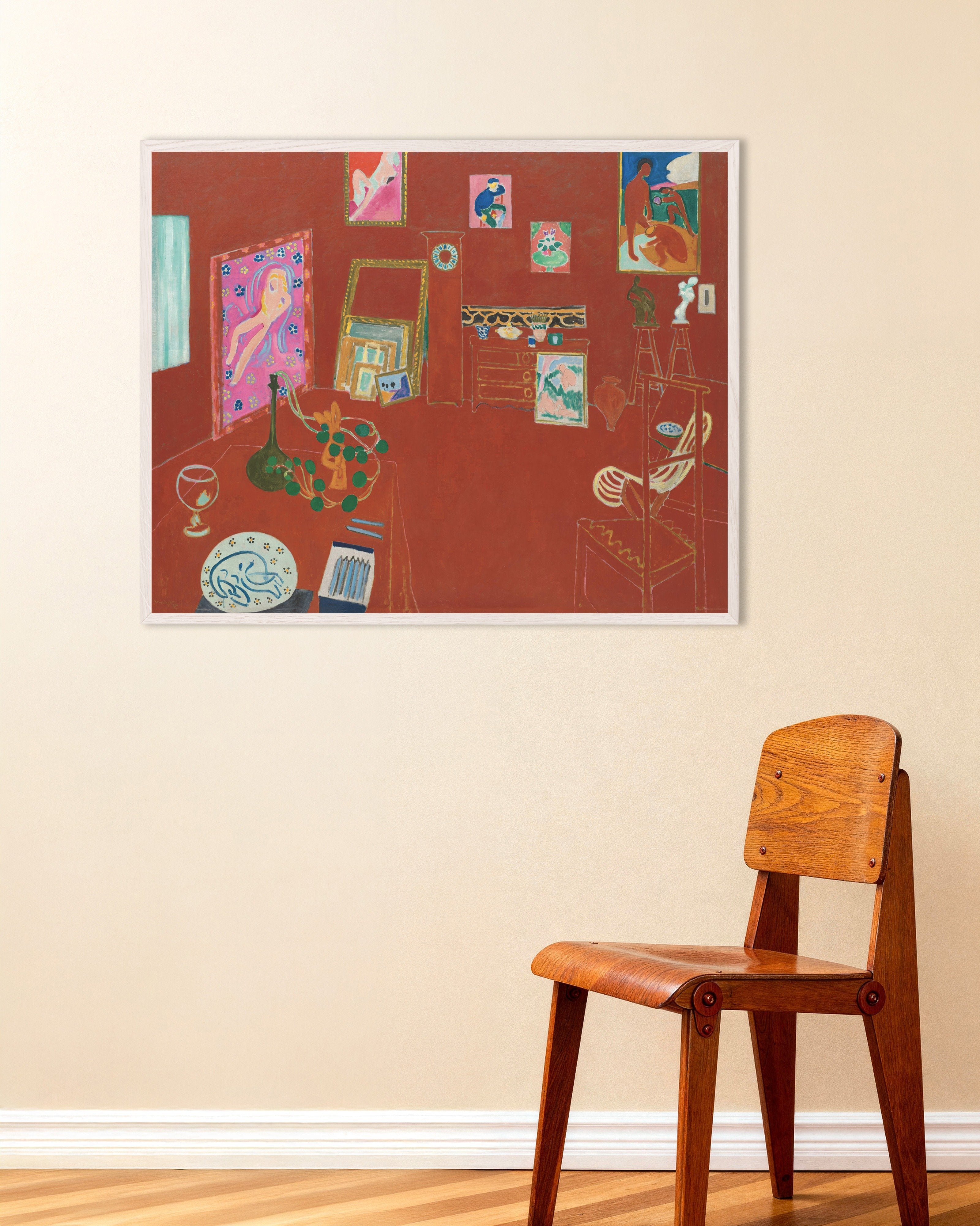 Poster of The red studio (1911) by Henri Matisse - Poster, with white wooden frame