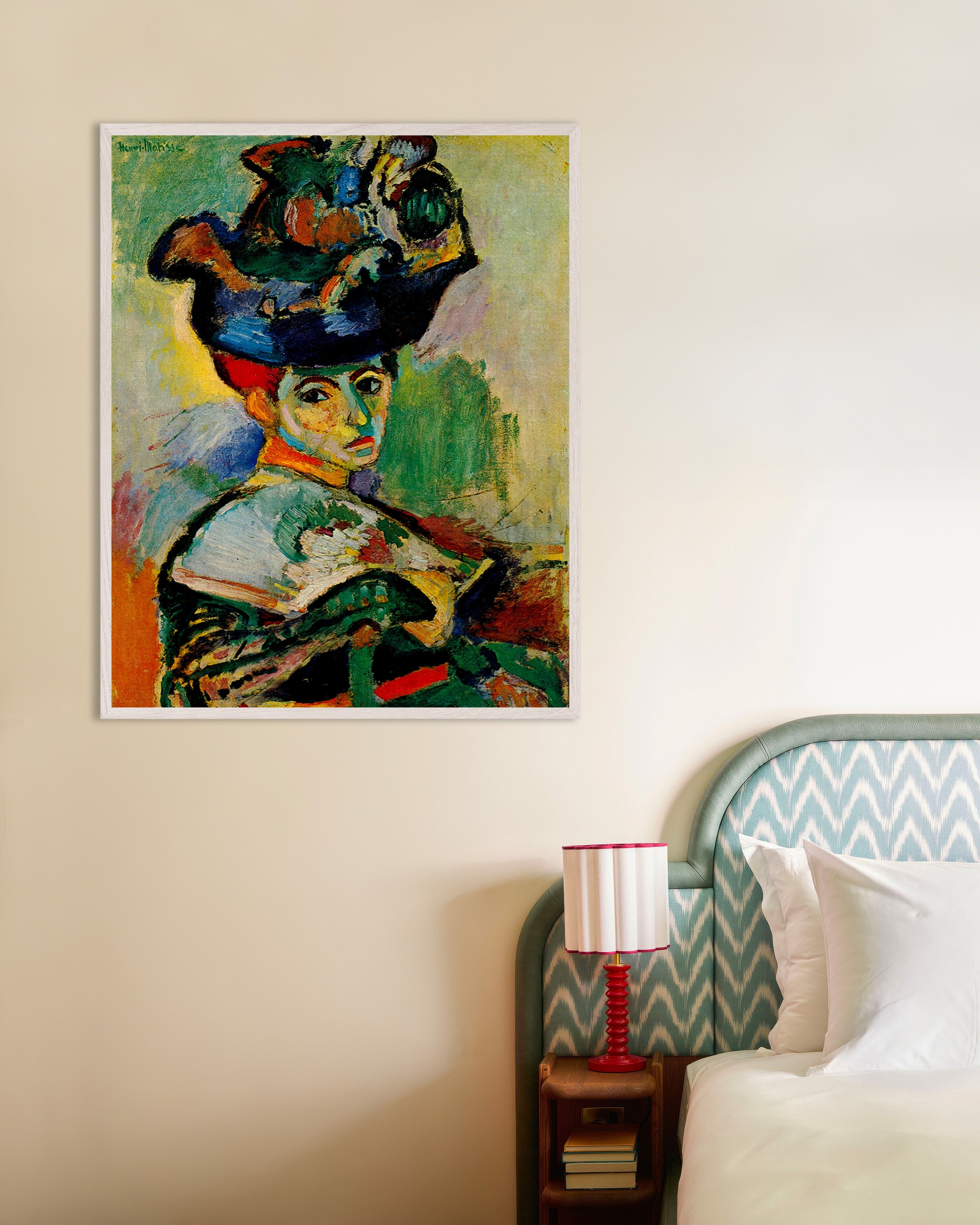 Poster of Woman with the hat (1905) by Henri Matisse, with white wooden frame