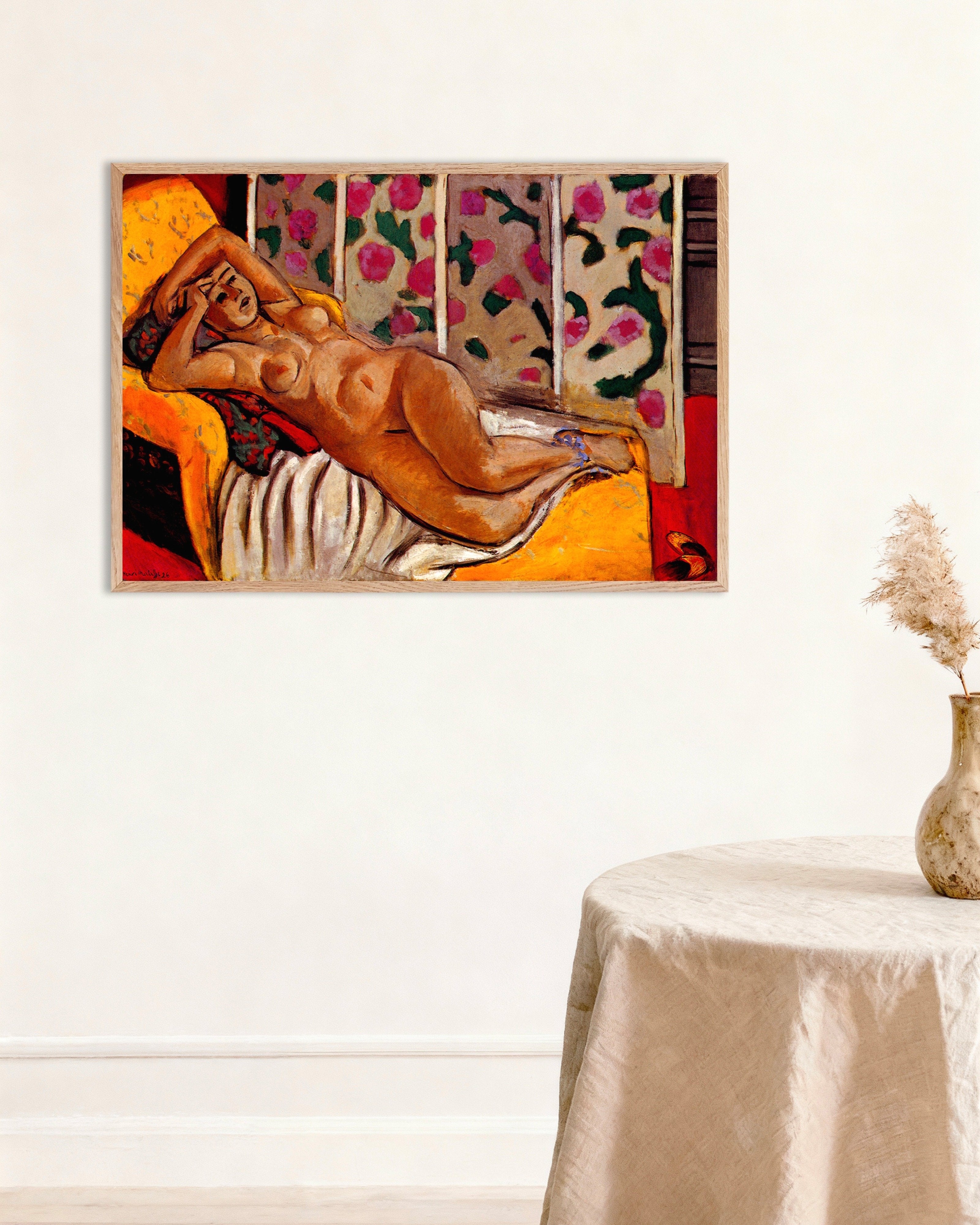 Poster of Yellow odalisque (1926) by Henri Matisse, with natural wooden frame